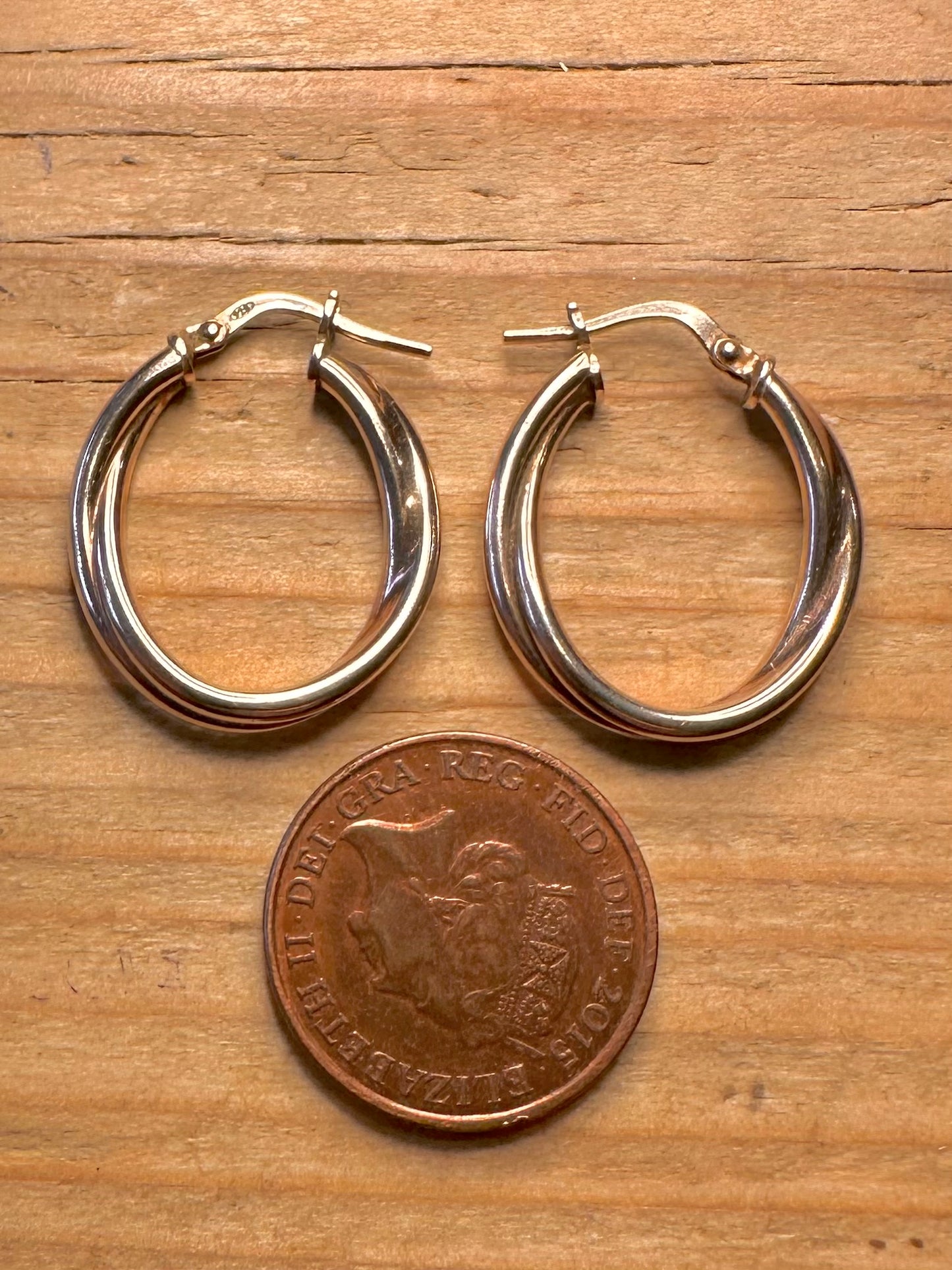 Vintage Twisted Oval Gold on 925 Sterling Silver Earrings