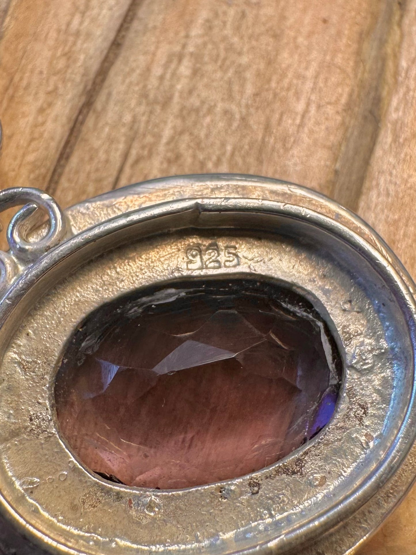 Amethyst Oval Faceted Circle Link 925 Sterling Silver 18.5 Inch Necklace