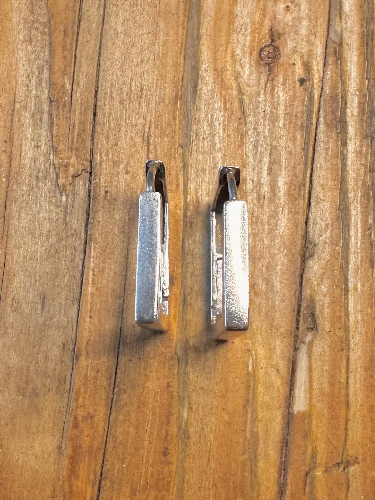 Square Modernist Hoops 925 Sterling Silver Earrings