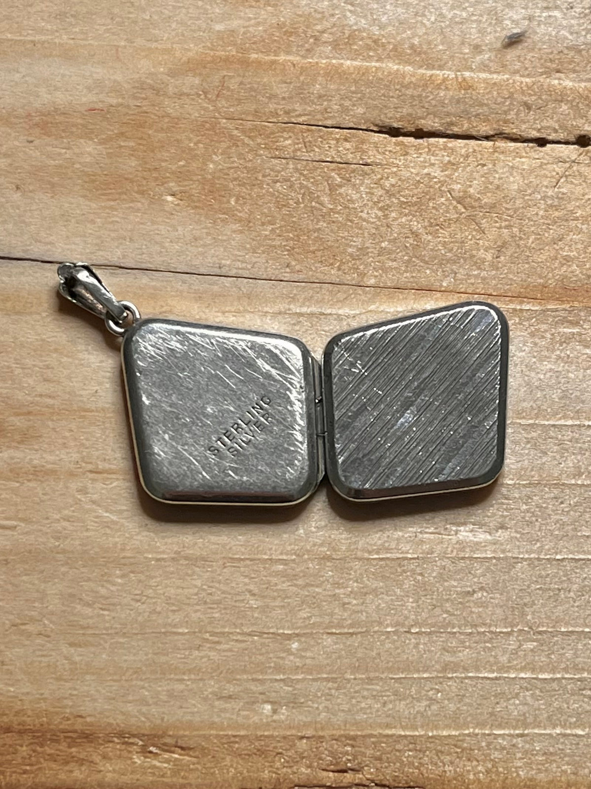 Diamond Shaped Textured Locket 925 Sterling Silver Pendant