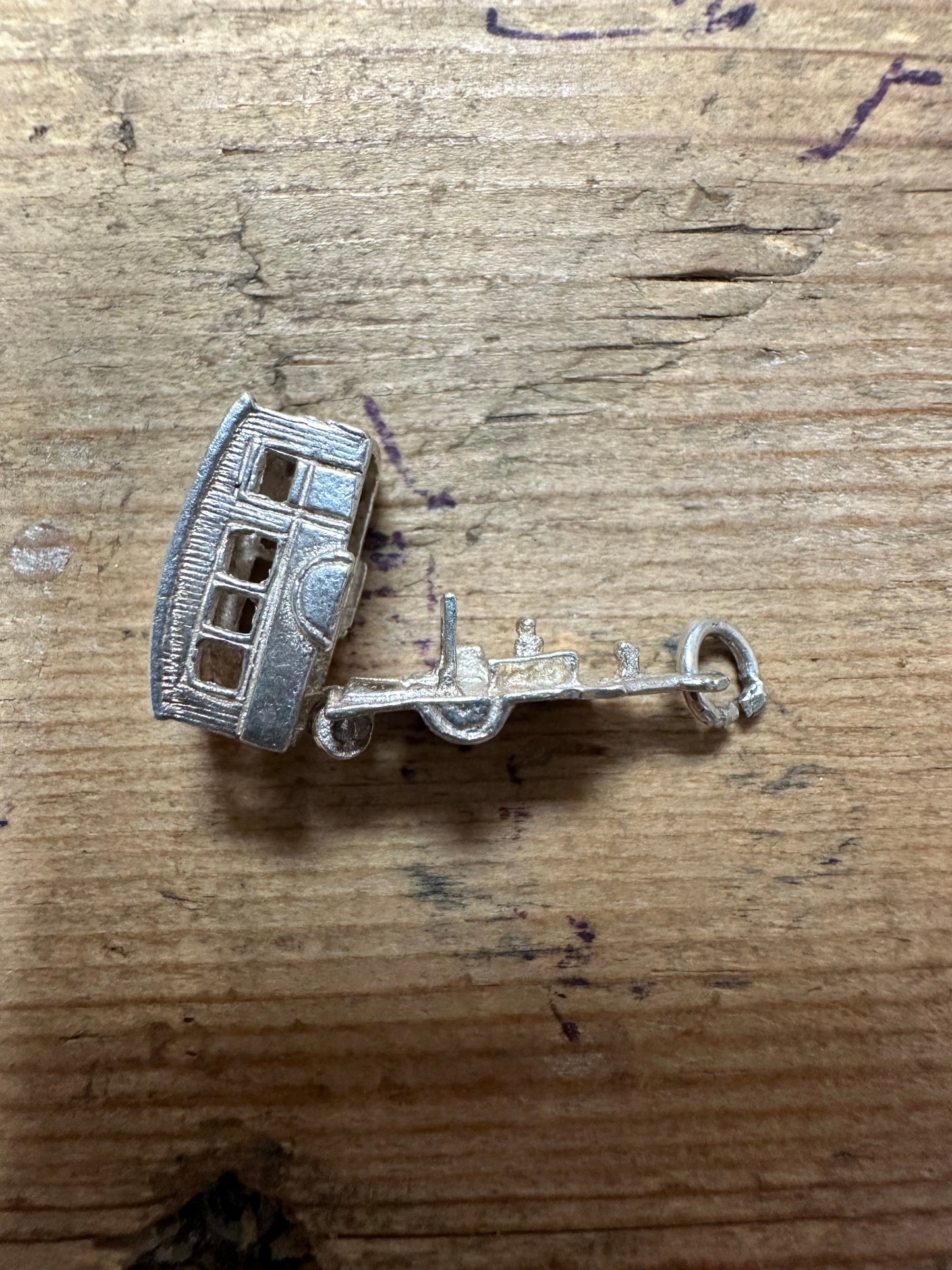 Vintage Caravan Articulated 925 Silver Charm Pendant