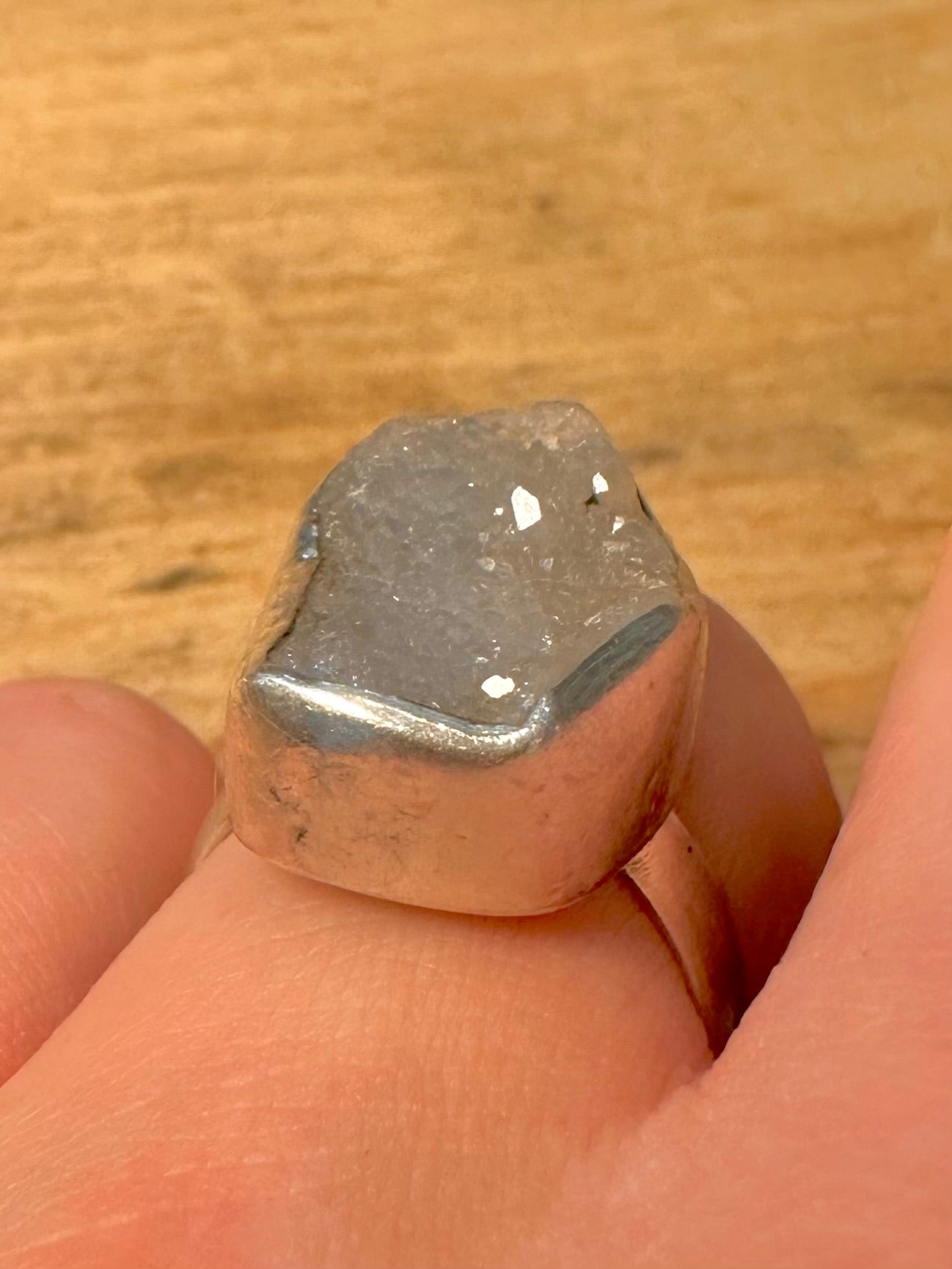 Abstract Druzy 925 Silver Size O1/2 Ring