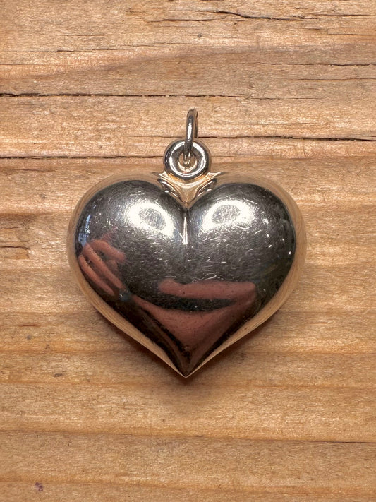 Vintage Puff Heart 925 Sterling Silver Pendant