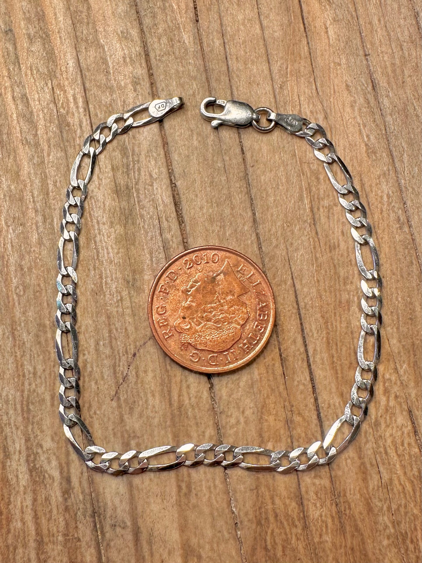 Vintage Figaro Chain 925 Sterling Silver 7 inch Bracelet