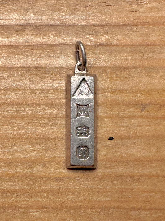 Vintage Ingot 1978 Birmingham 925 Sterling Silver Pendant