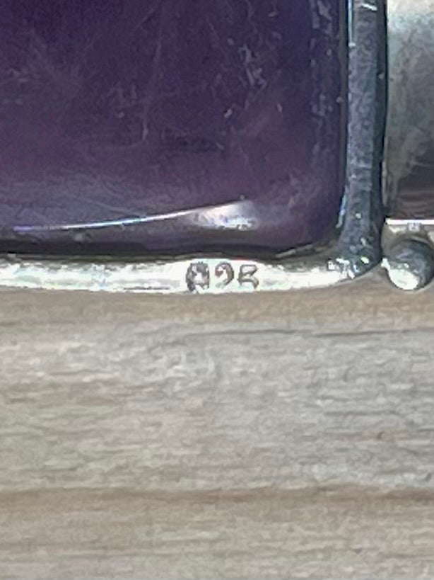 Rectangular Double Amethyst 925 Sterling Silver Pendant