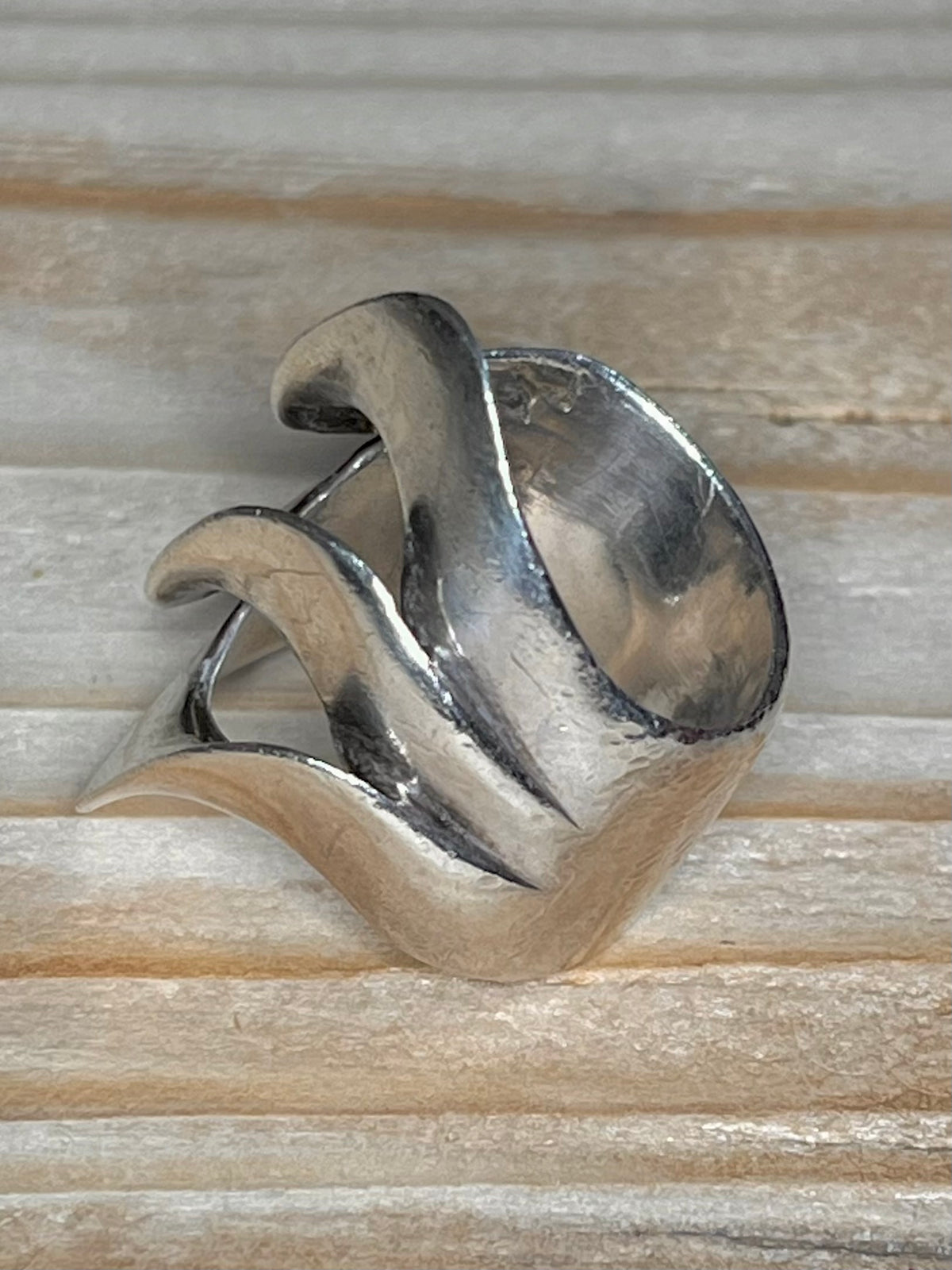 Chunky Sculpted Modernist 925 Sterling Silver Size Q Ring
