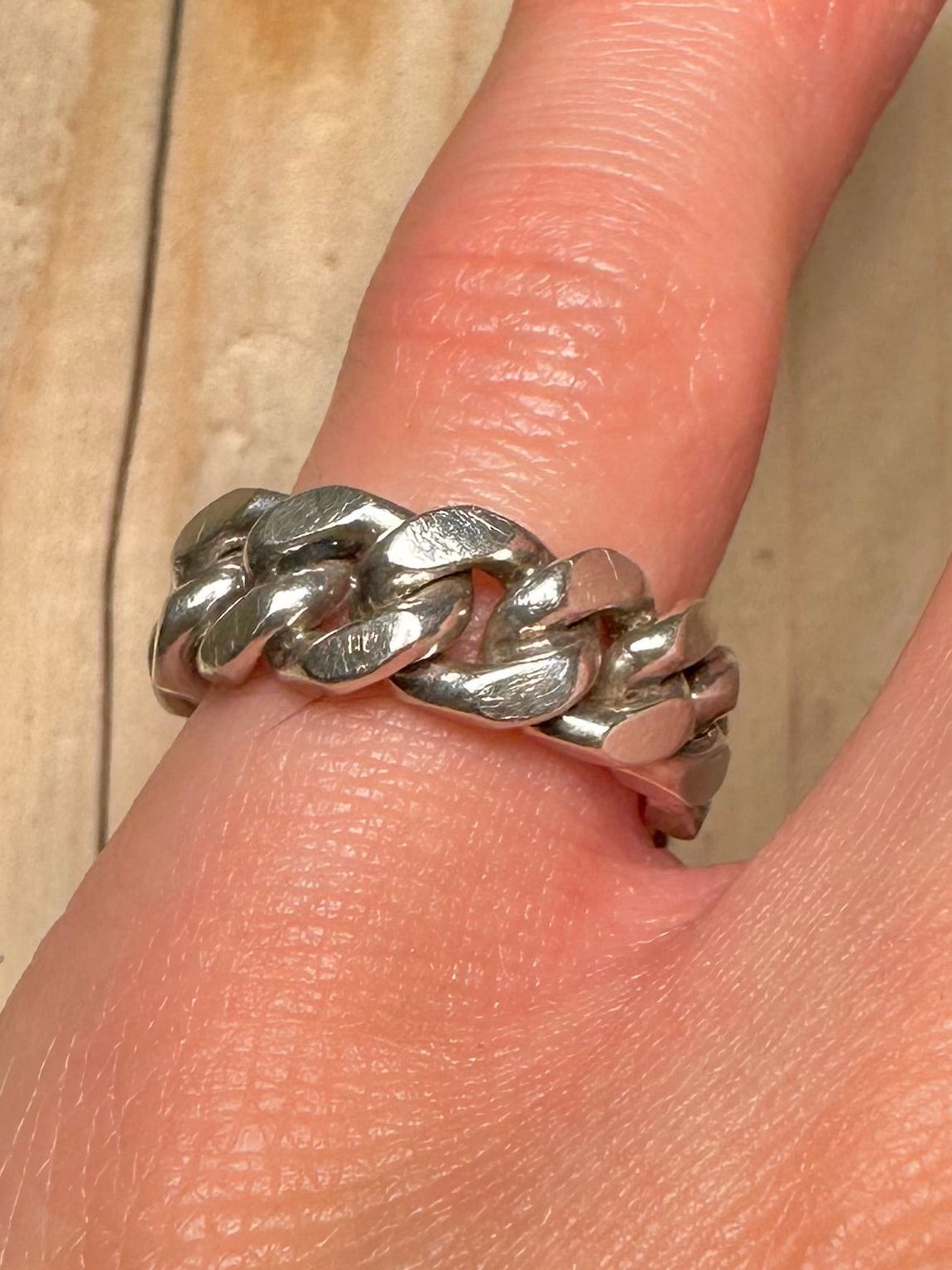 Chunky Chain 925 Sterling Silver Size J Ring