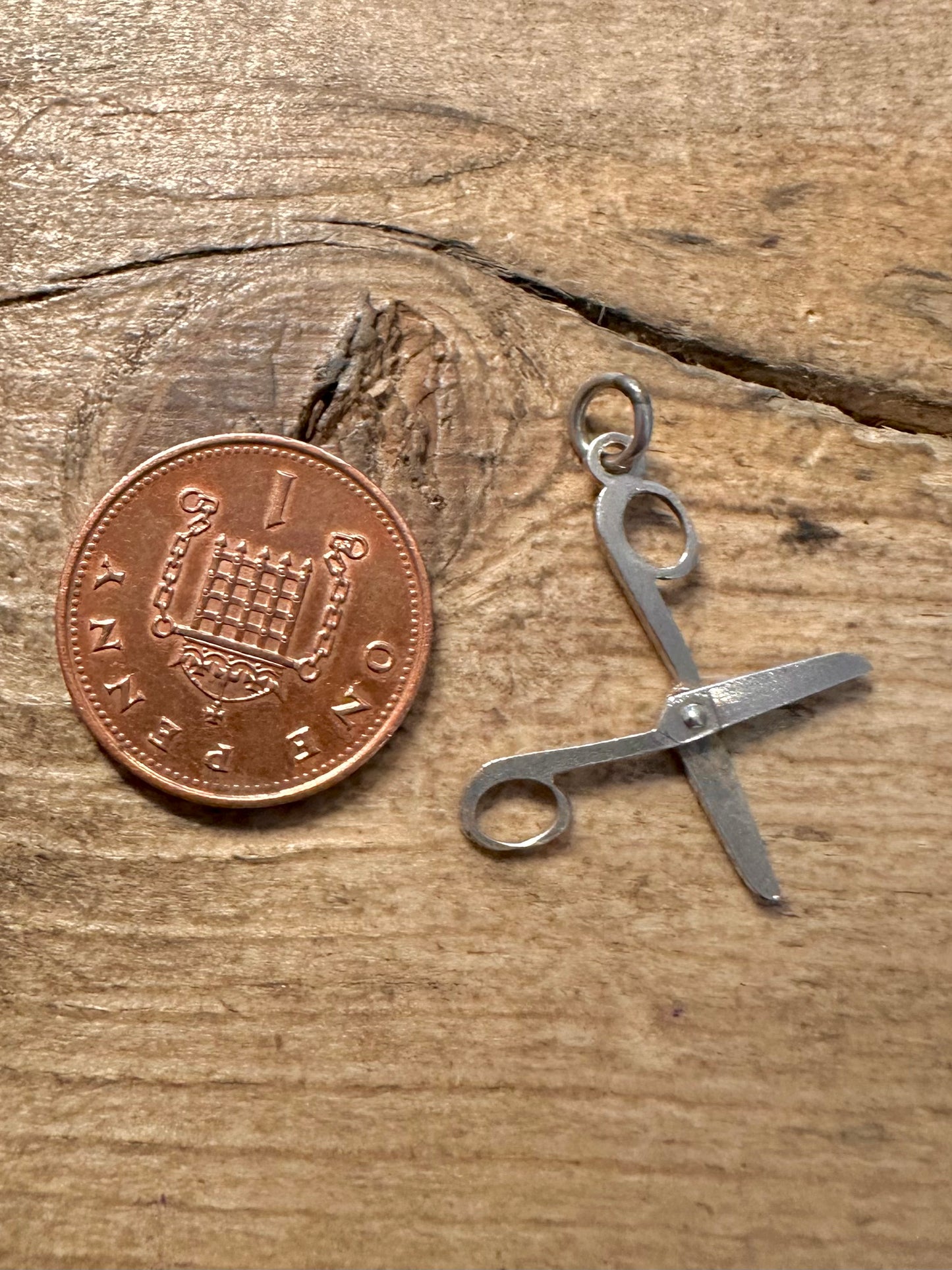 Vintage Articulated Scissors 925 Silver Charm Pendant