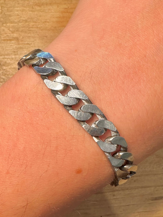 Vintage Curb Chain 925 Silver 8.5 inch Bracelet