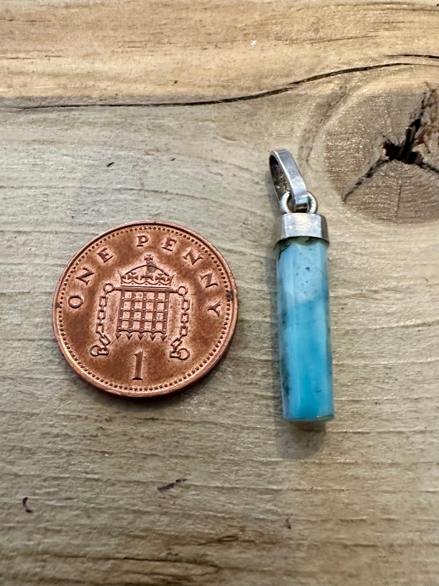 Abstract Larimar 925 Silver Pendant