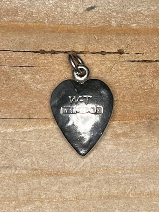 Hammered Heart 1999 Maker WT London 925 Sterling Silver Pendant
