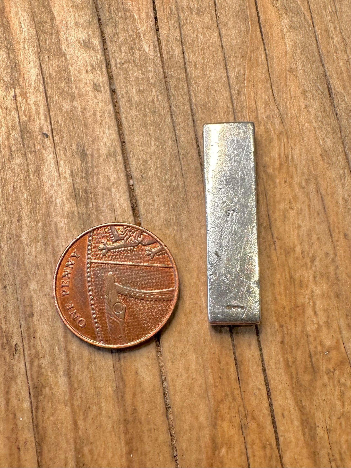 Modernist Solid Bar 925 Sterling Silver Pendant