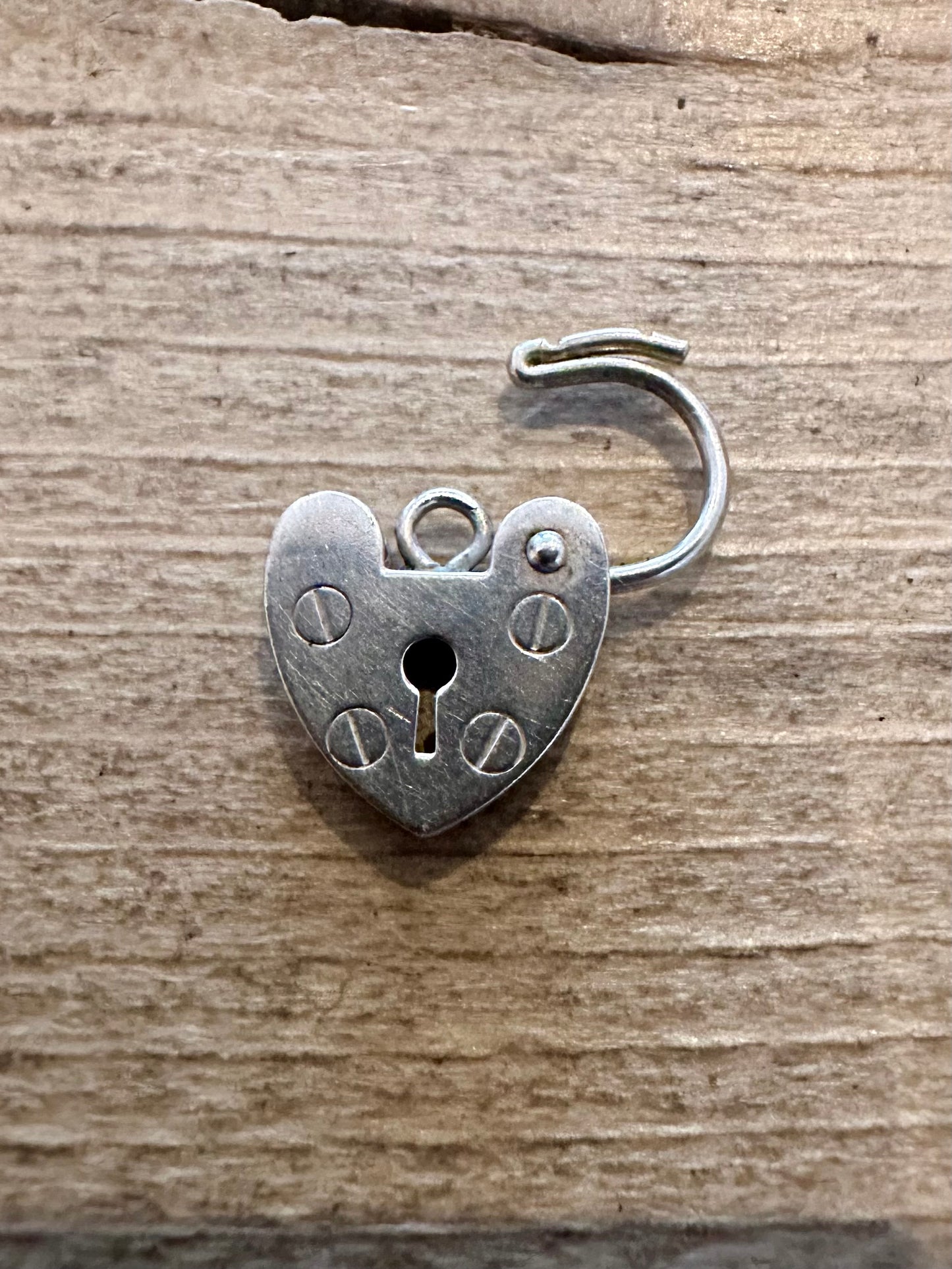 Vintage Heart Padlock LC 925 Silver Charm Pendant