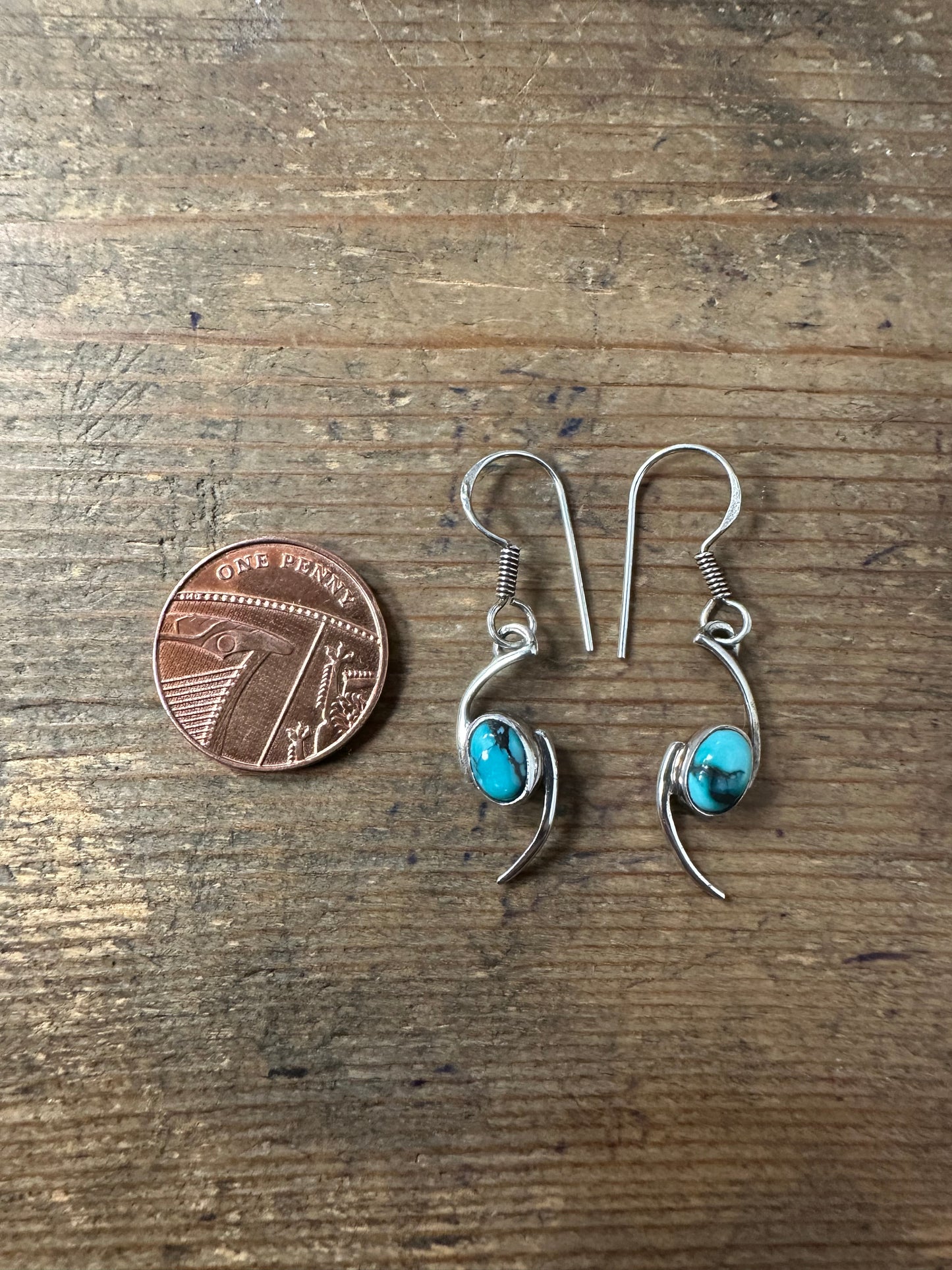 Abstract Turquoise 925 Silver Earrings