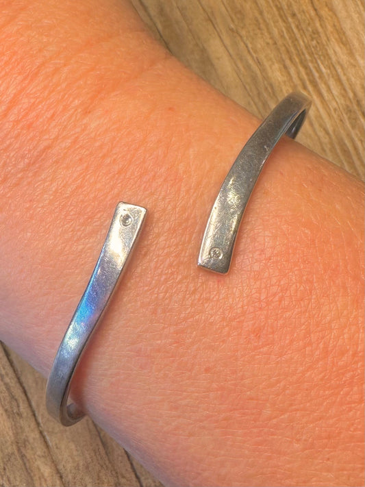 Modern Diamond Abstract 925 Sterling Silver Bangle