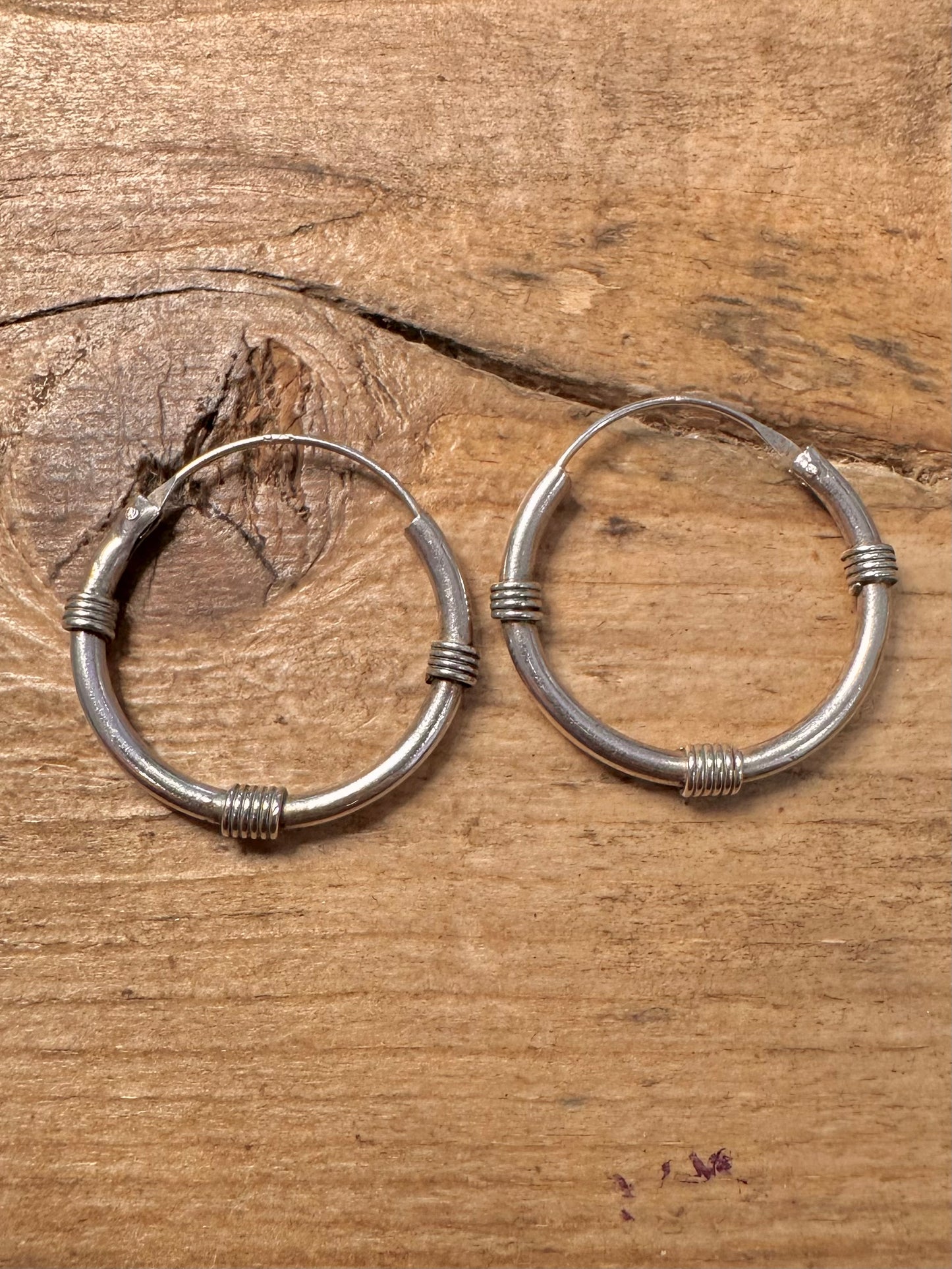 Vintage Wrapped Hoops 925 Silver Earrings