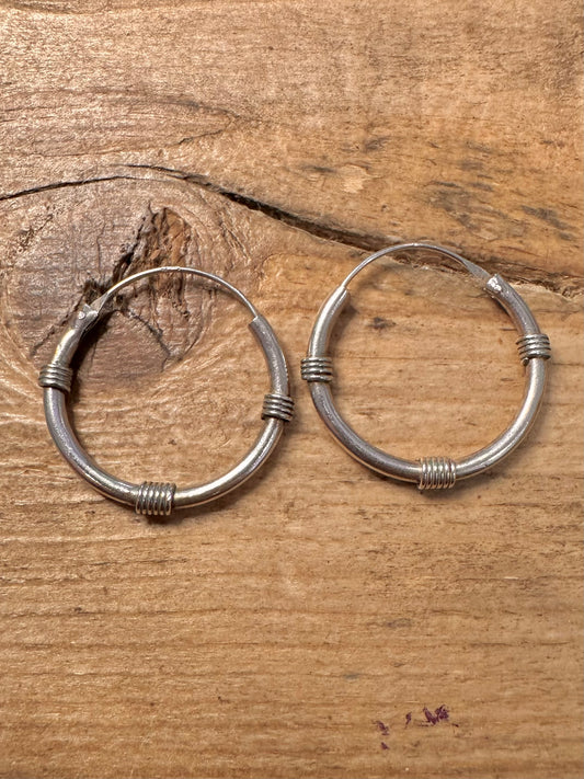 Vintage Wrapped Hoops 925 Silver Earrings