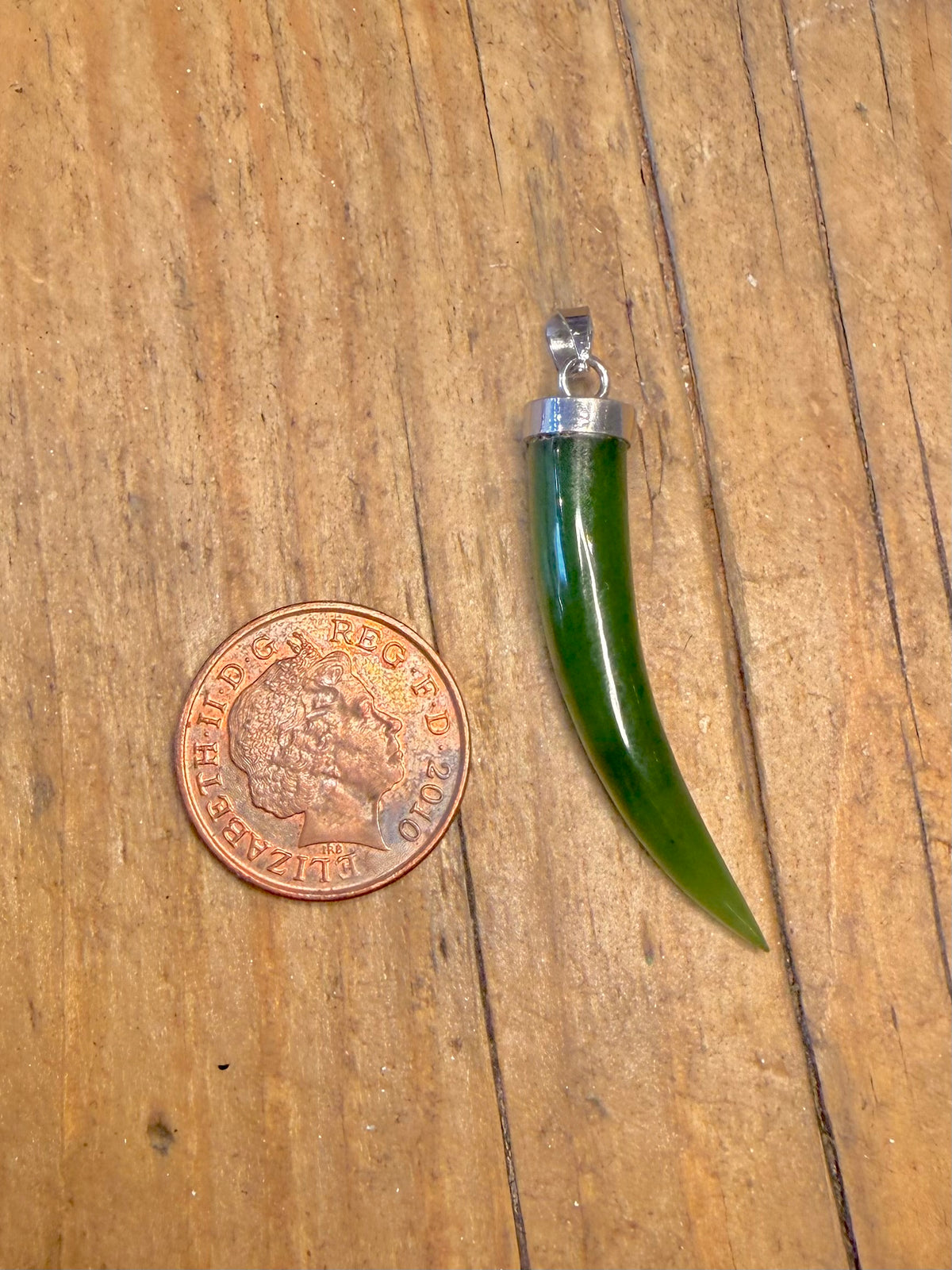 Jade Horn 925 Sterling Silver Pendant