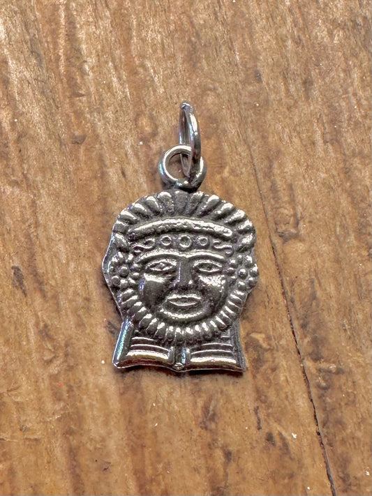 Aztec Head 900 Silver Charm Pendant