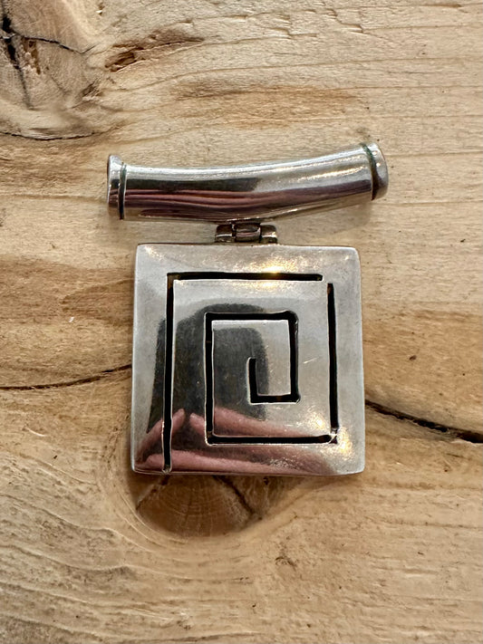 Vintage Square Greek Key 925 Silver Pendant