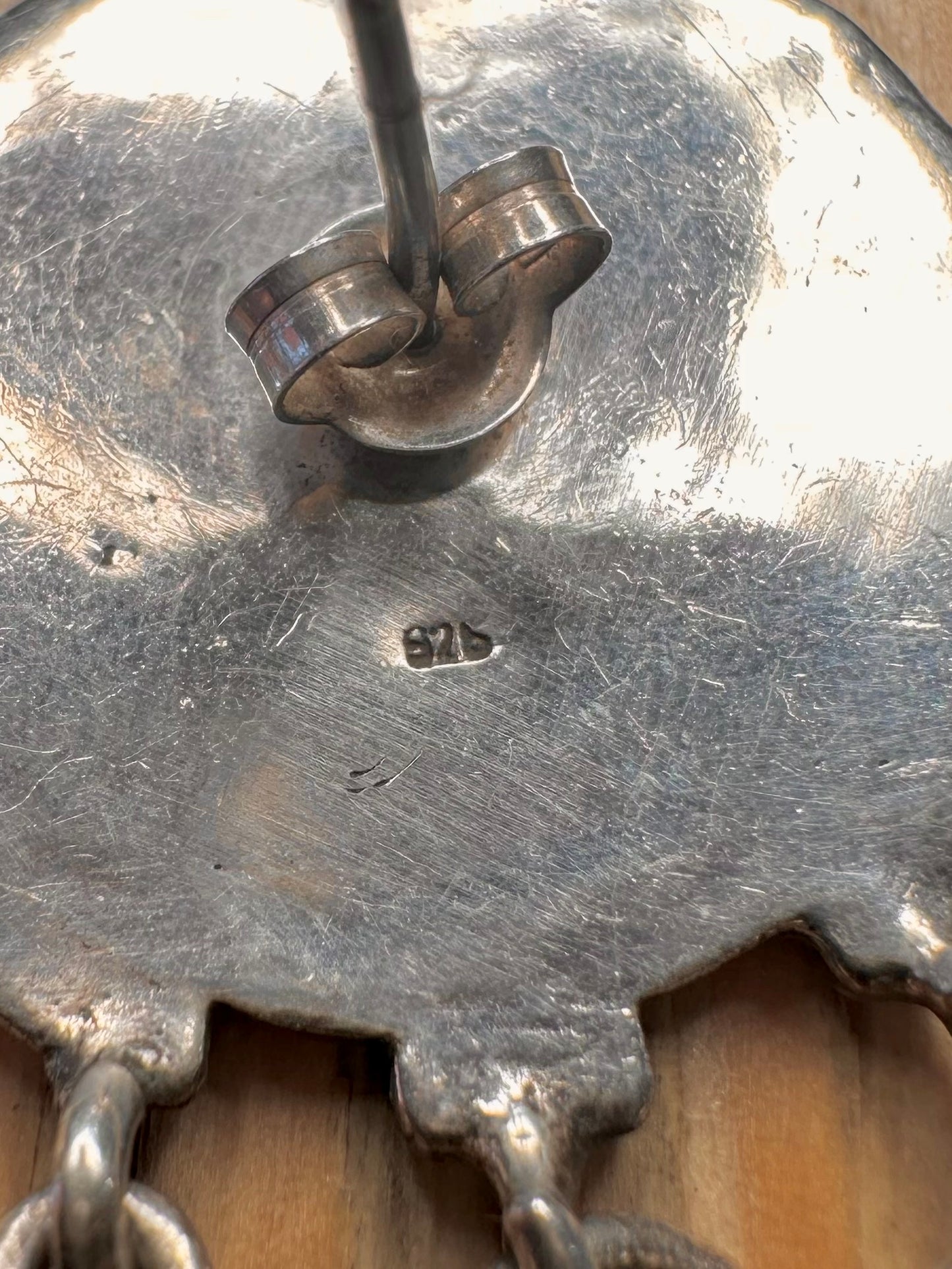 Vintage Spiral Circle Dangle 925 Sterling Silver Earrings