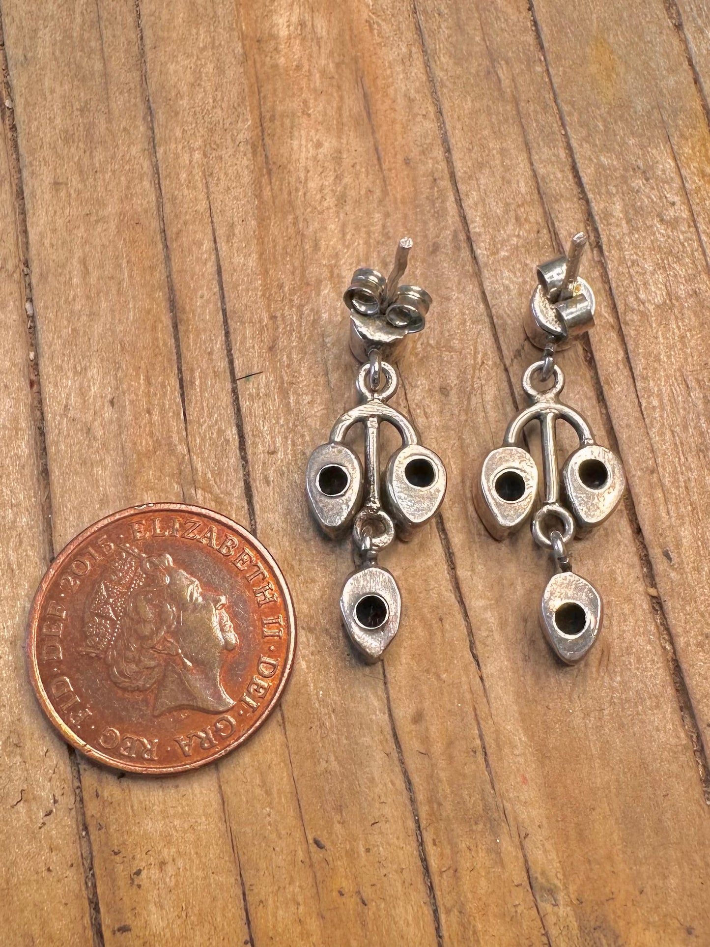 Vintage Dunkelblaue/Violette 925 Sterling Silber Ohrhänger