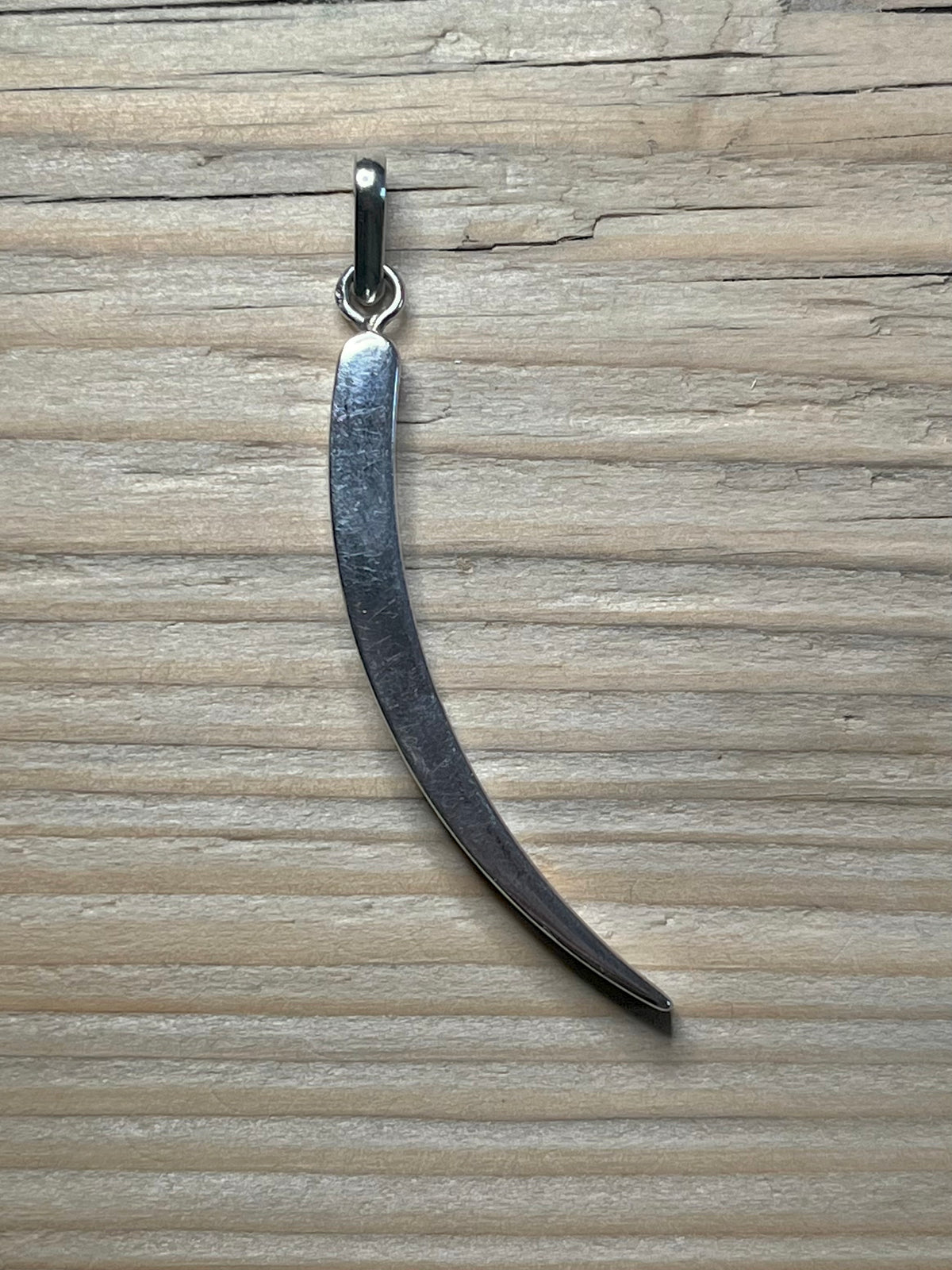 Long Curved 925 Sterling Silver Pendant