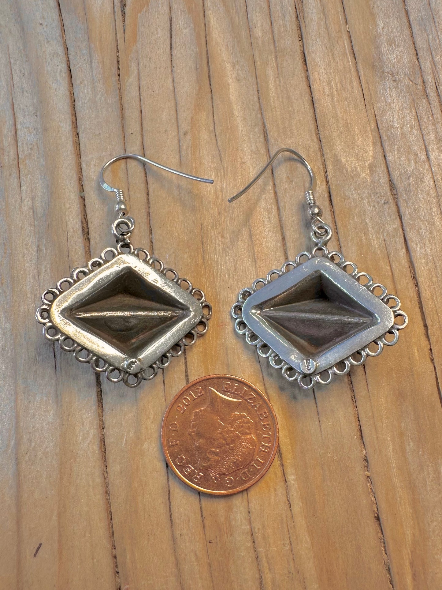 Vintage Abstract Tribal 925 Silver Earrings