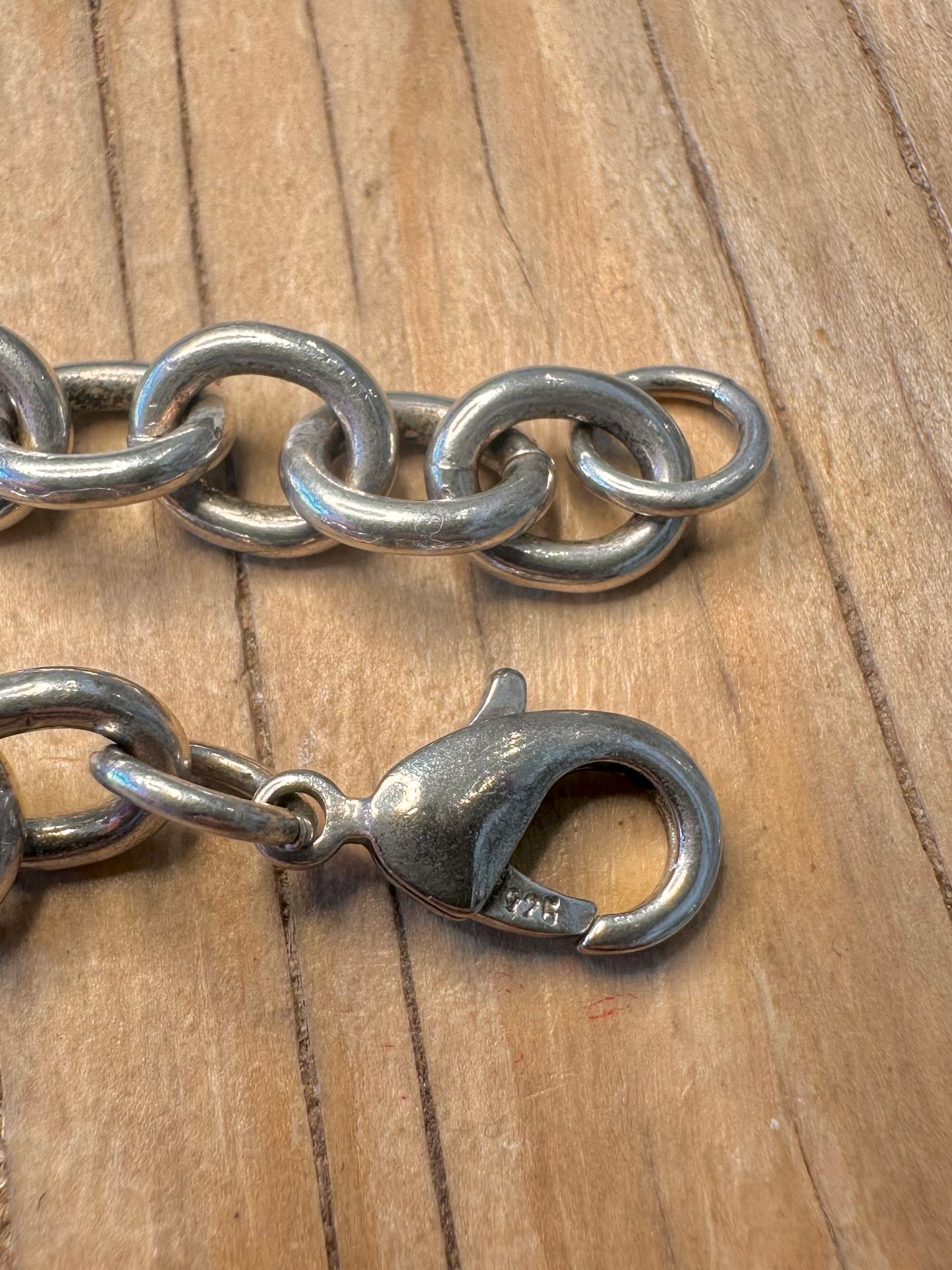Modernist Chunky Belcher Chain 925 Silver 7.6 inch Bracelet
