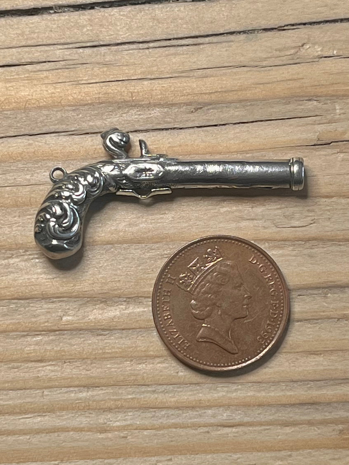 Victorian Pistol Toothpick Articulated 925 Sterling Silver Pendant