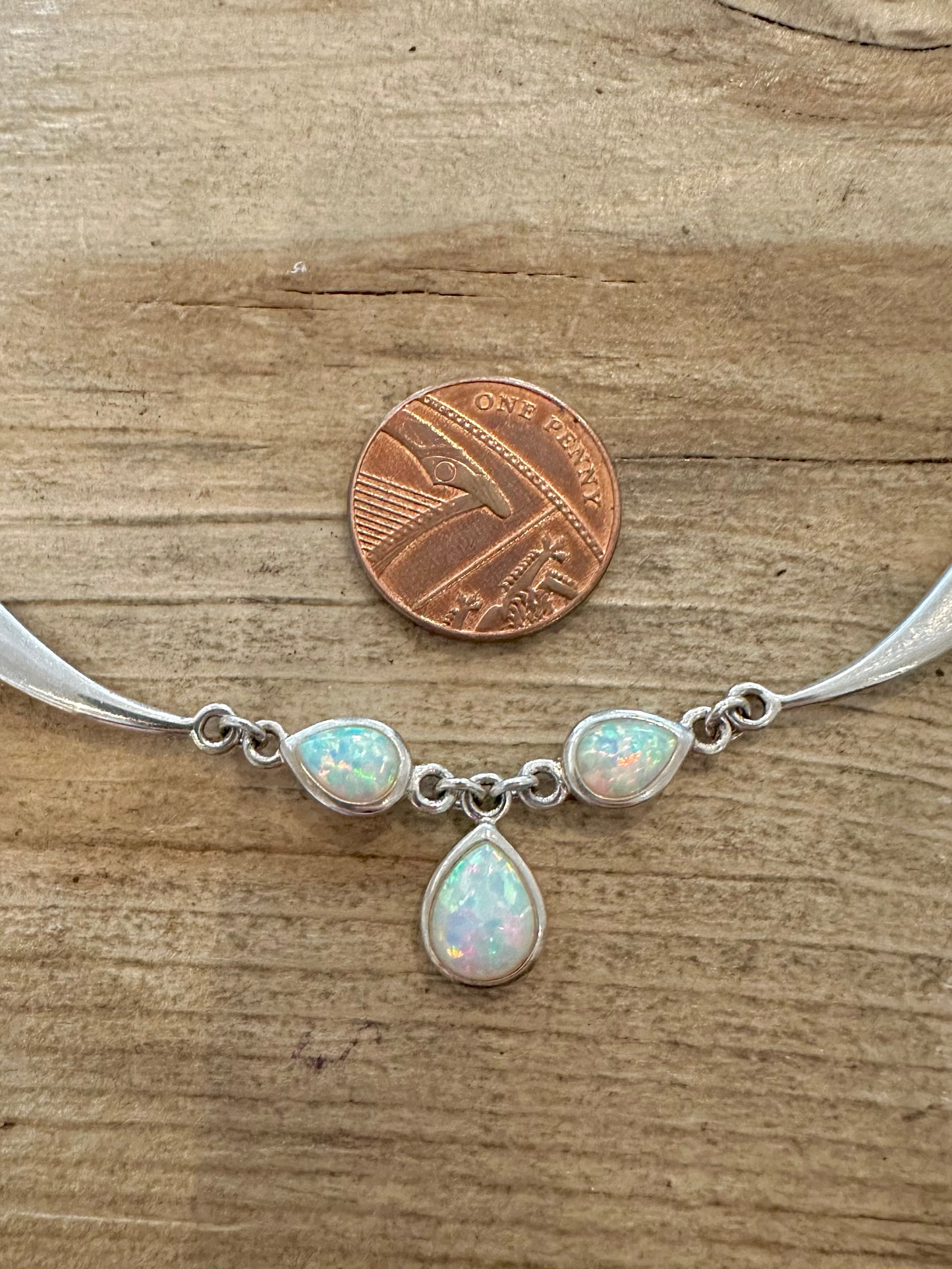 Abstract Opal 925 Silver 15.8 to 16.8 inch Necklace