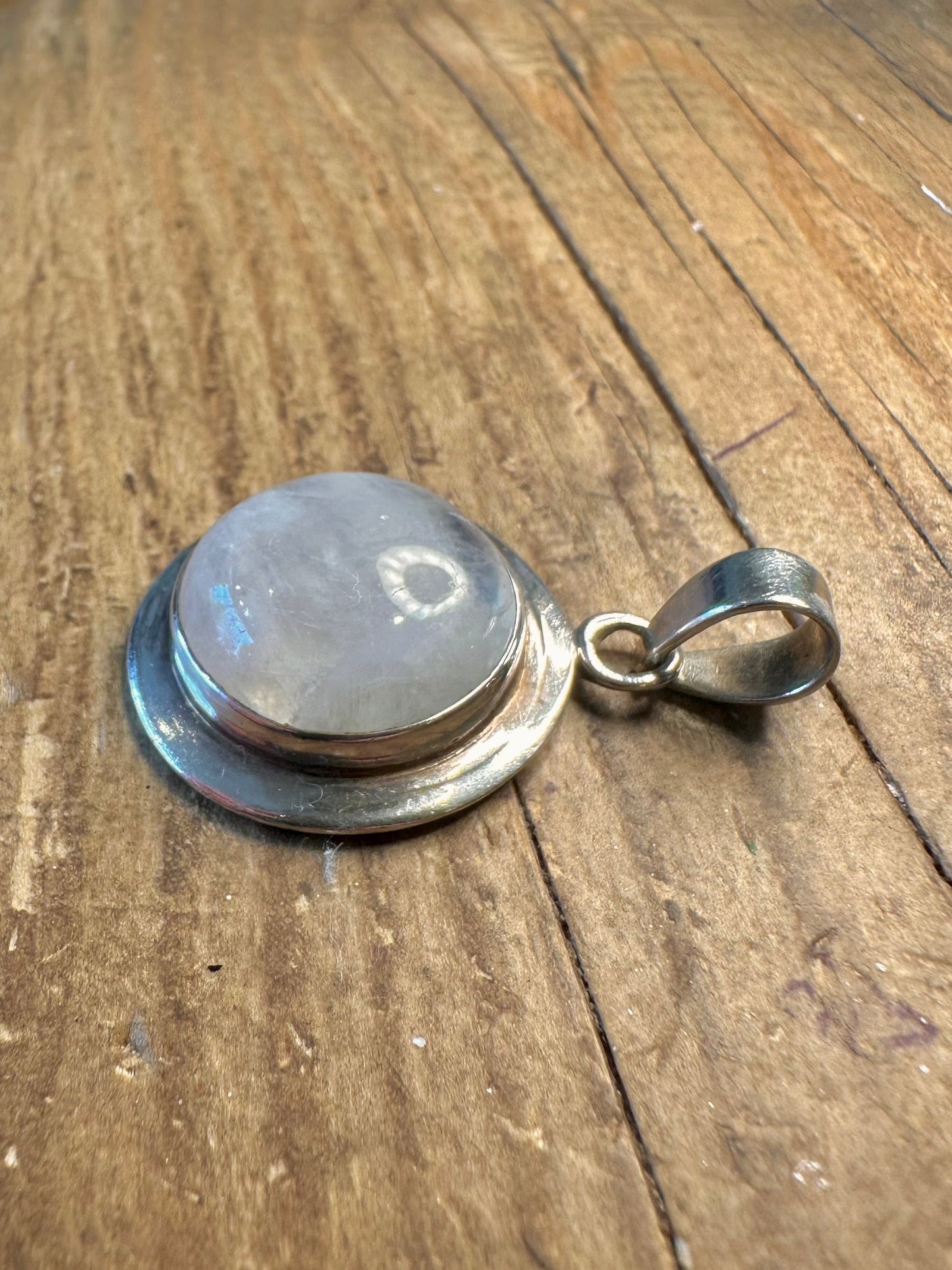 Moonstone Circle 925 Sterling Silver Pendant
