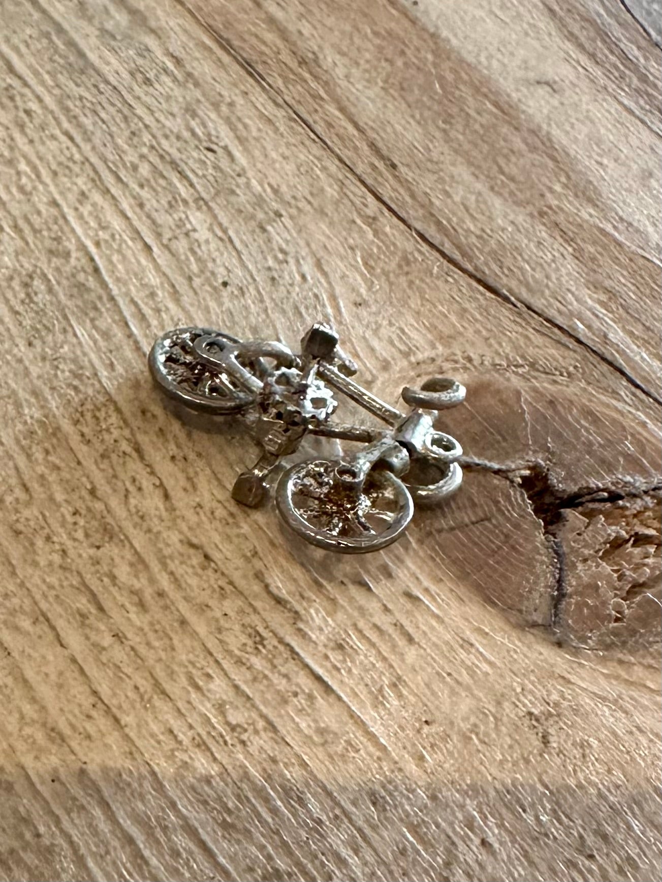 Vintage Bicycle Articulated 925 Silver Charm Pendant