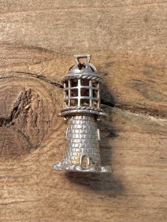 Vintage Lighthouse 925 Silver Charm Pendant