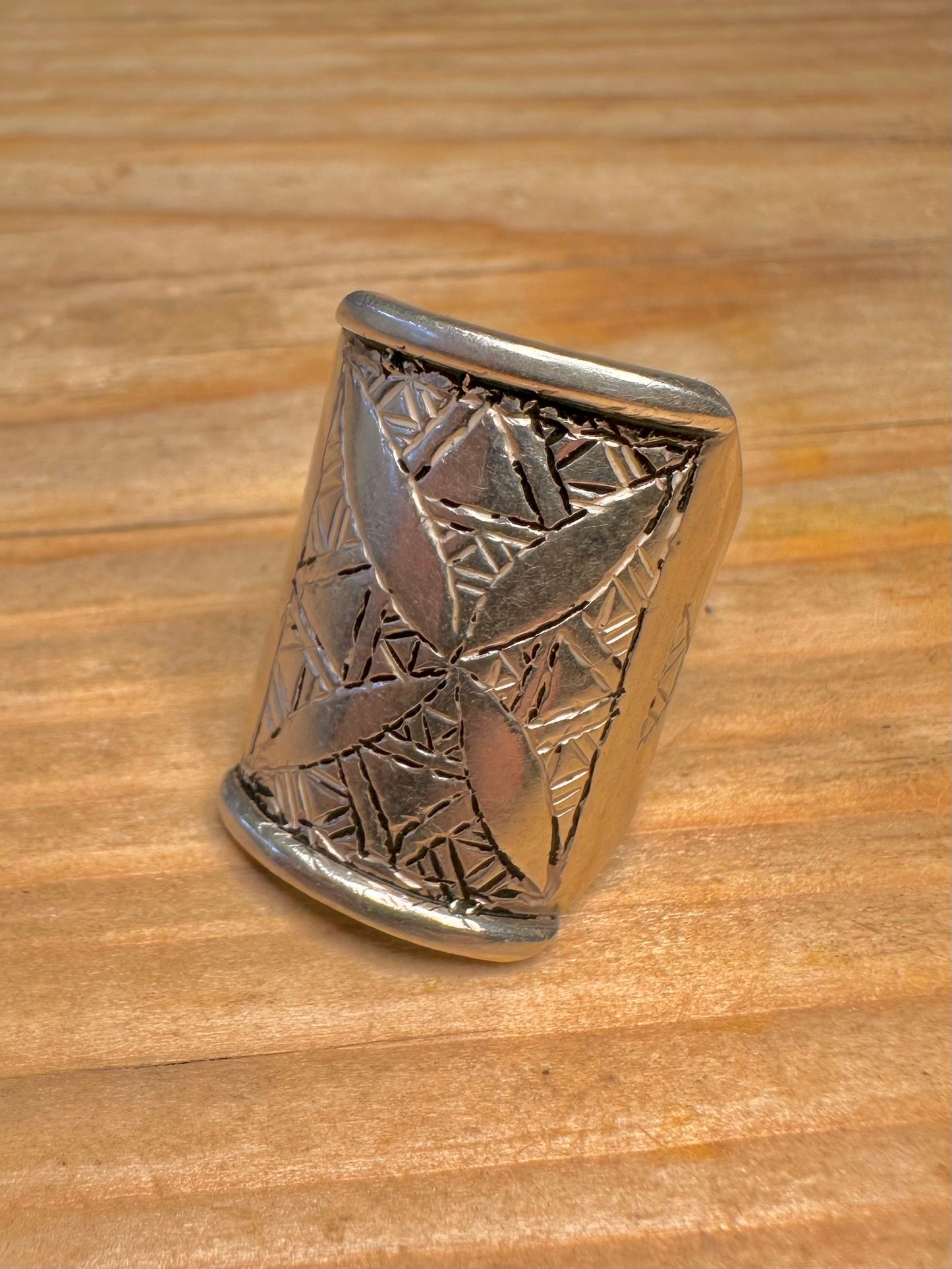 Vintage Tuareg Engraved 925 Sterling Silver Size N Ring