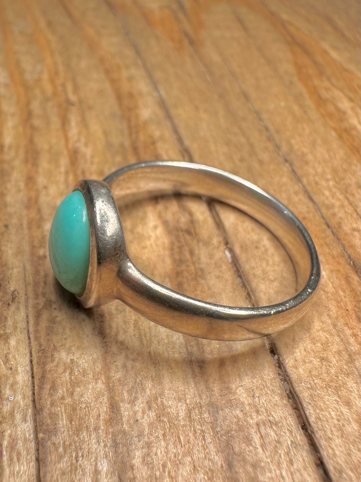 Vintage Turquoise Oval 925 Sterling Silver Size U1/2 Ring