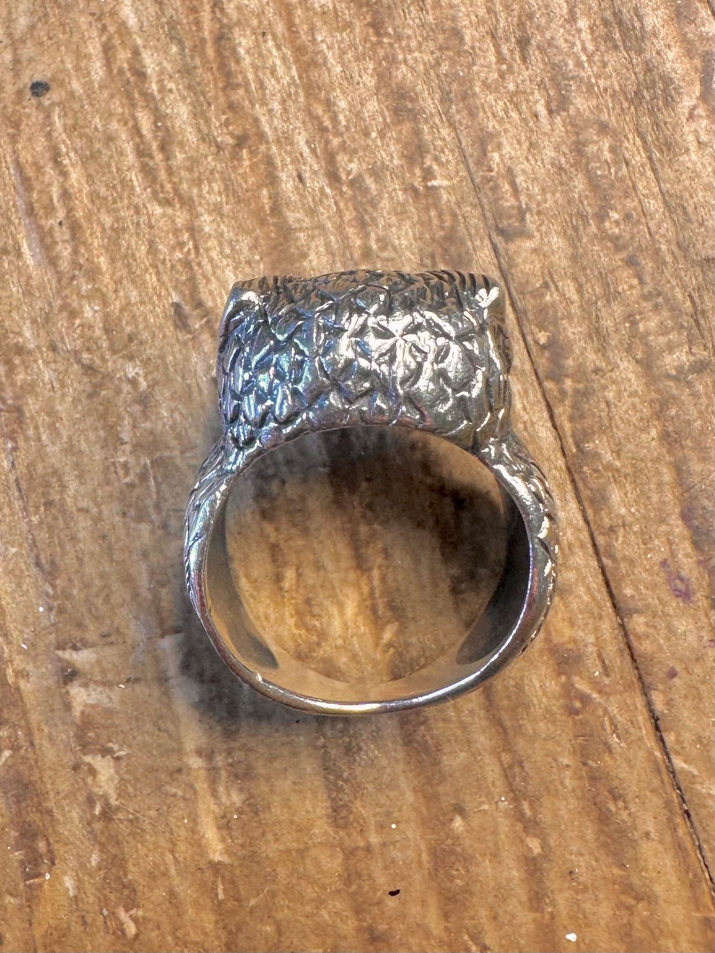 Oxidised Intricate Owl 925 Sterling Silver Size L1/2 Ring
