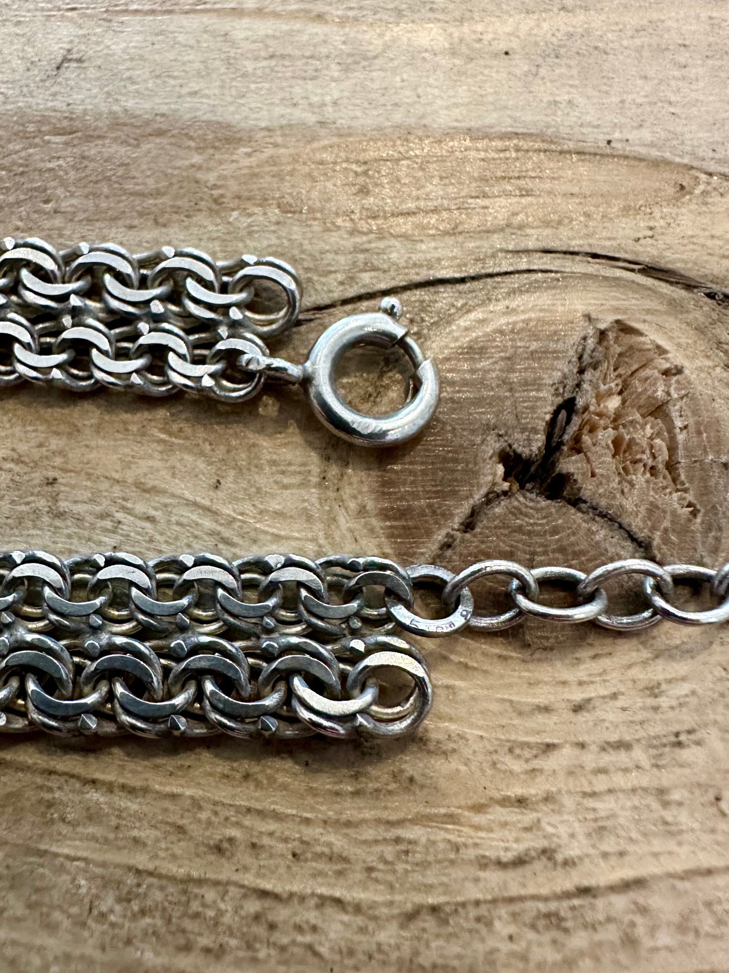 Vintage Unique Double Link Chain 925 Silver 15.5 to 17.5 inch Necklace