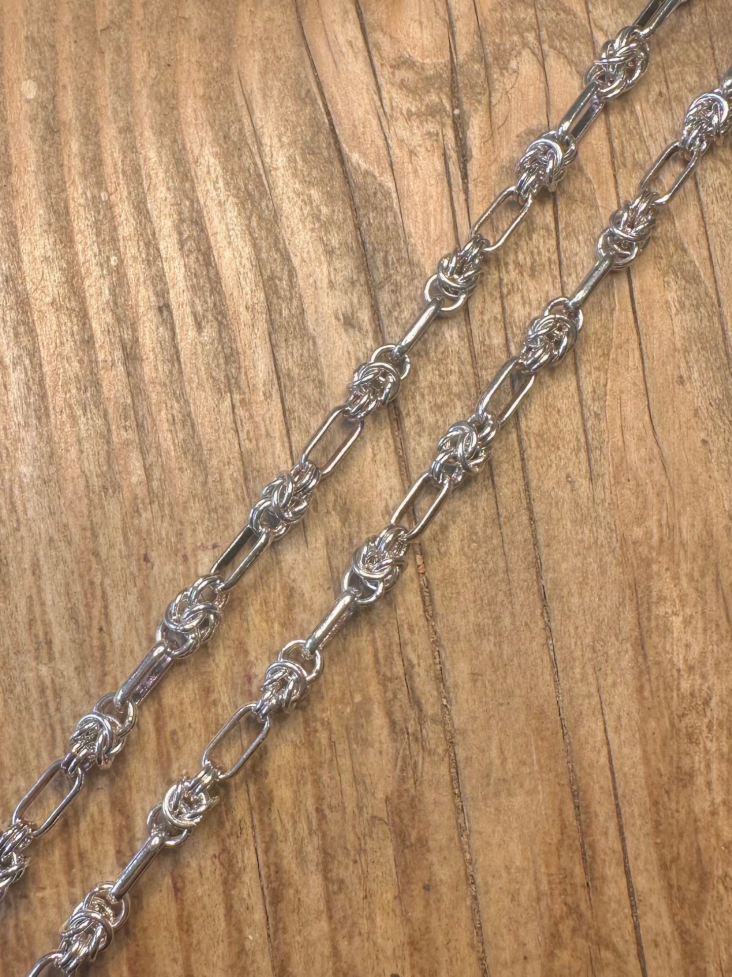 Byzantine and Bar Links 925 Sterling Silver 18 inch Necklace