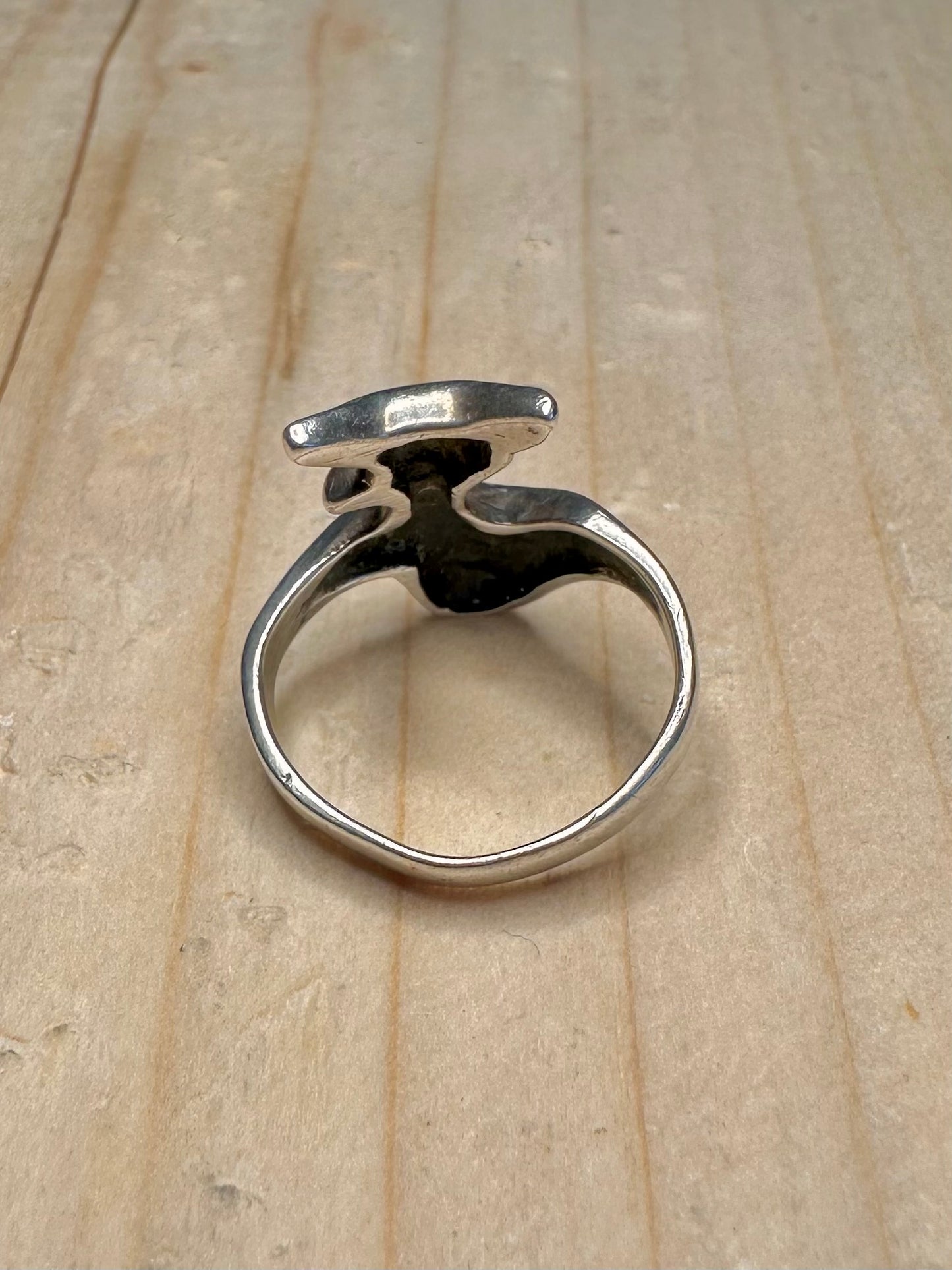 Abstract Cat 925 Sterling Silver Size G Ring