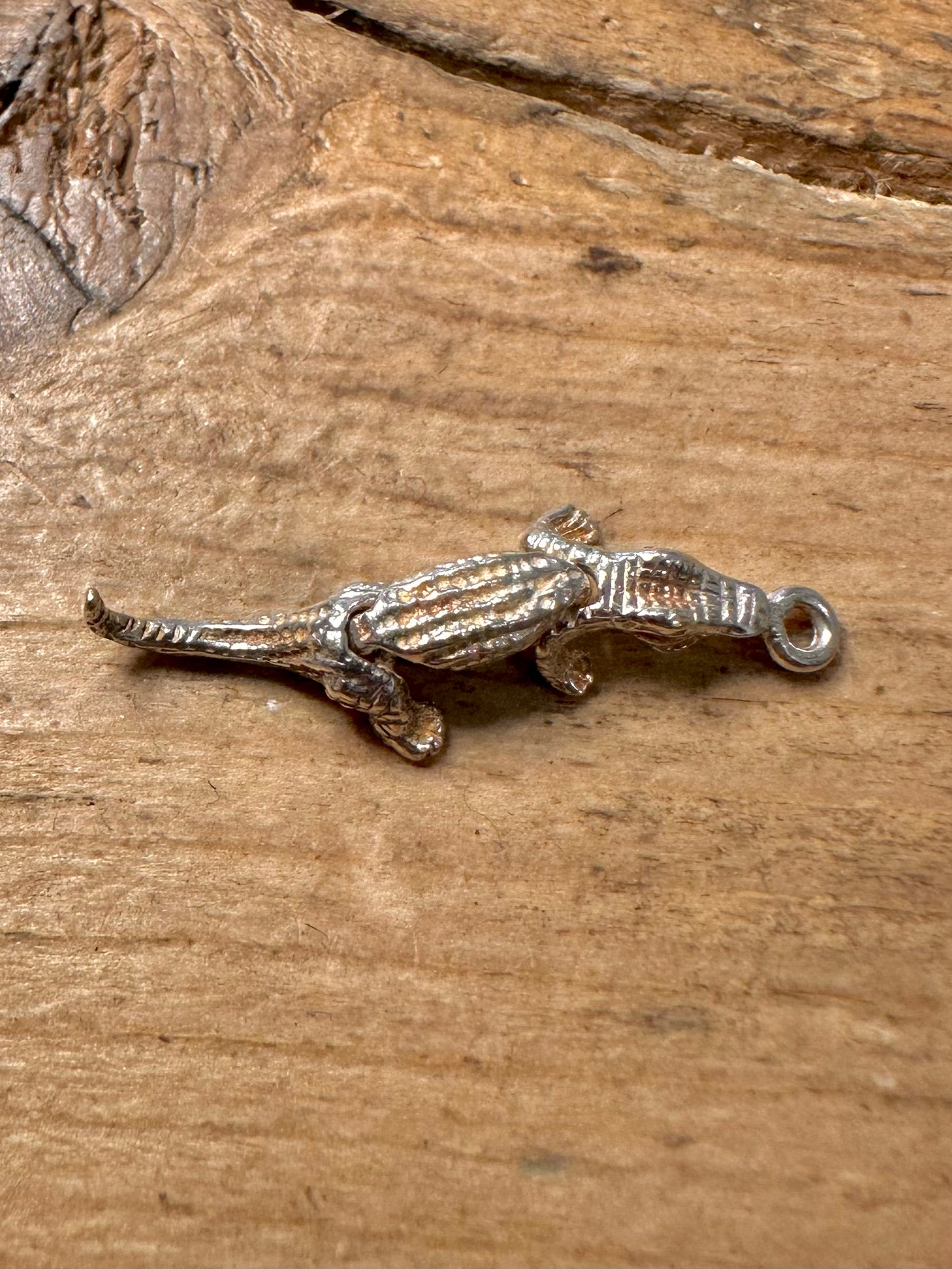 Vintage Articulated Crocodile 925 Silver Charm Pendant