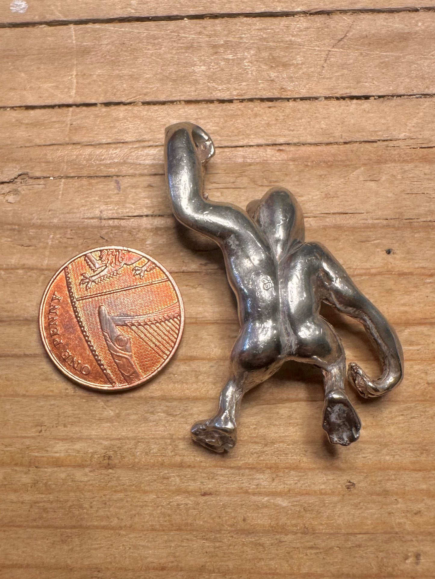 Vintage Heavy Ape Monkey 925 Sterling Silver Pendant
