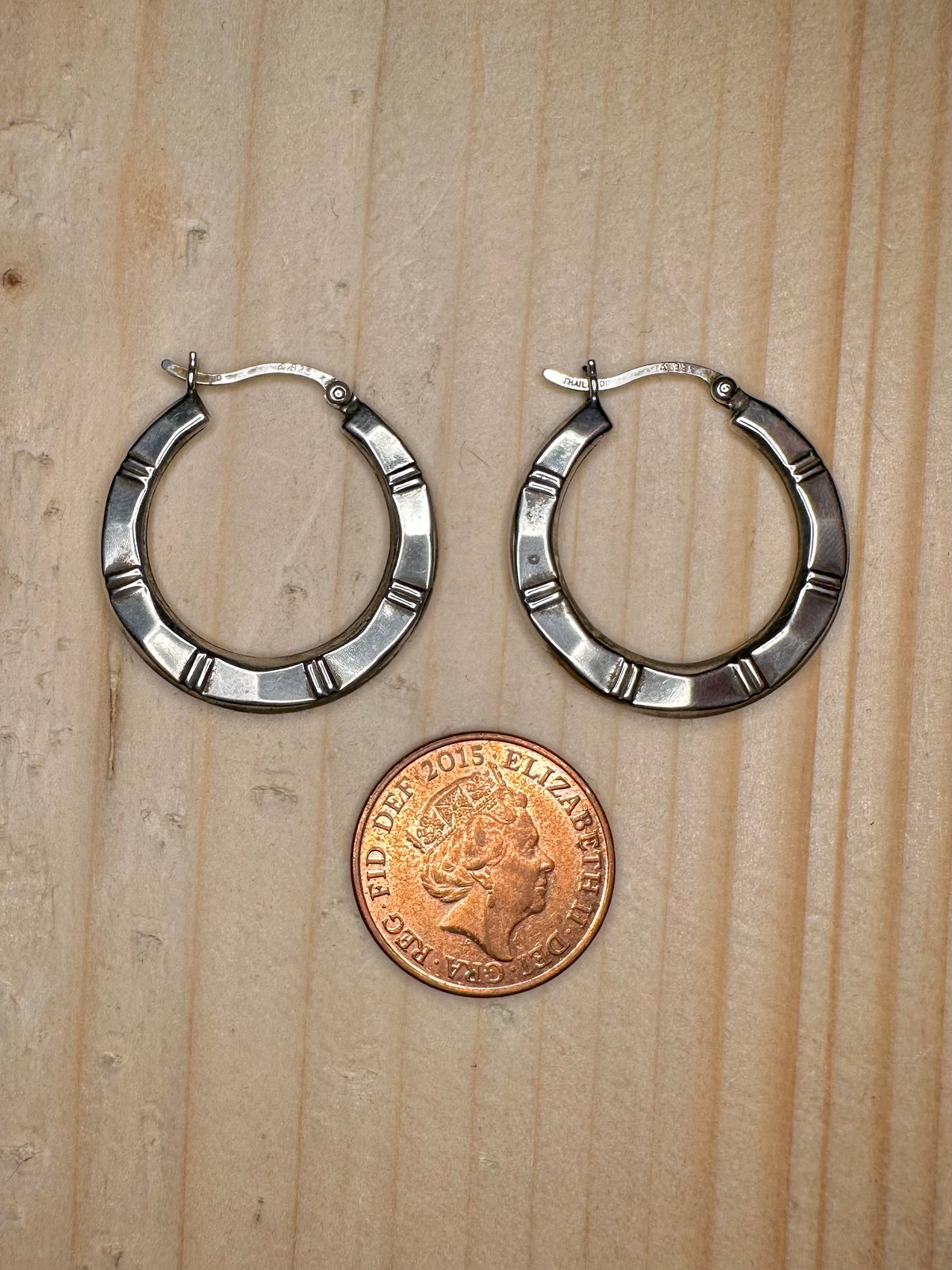 Patterned Hoop 925 Sterling Silver Earrings