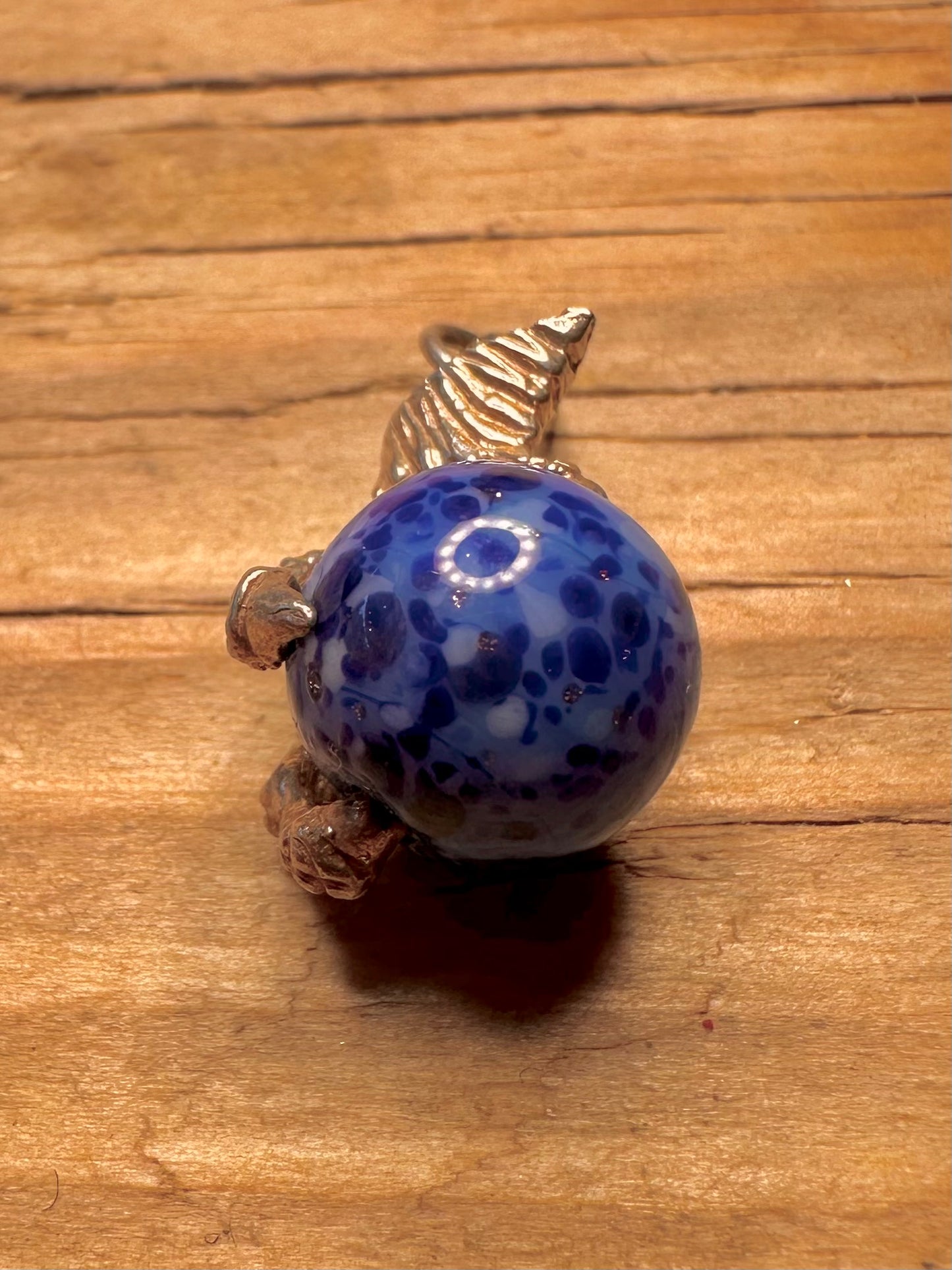 Vintage Claw Textured Blue and White Ball 925 Sterling Silver Charm Pendant