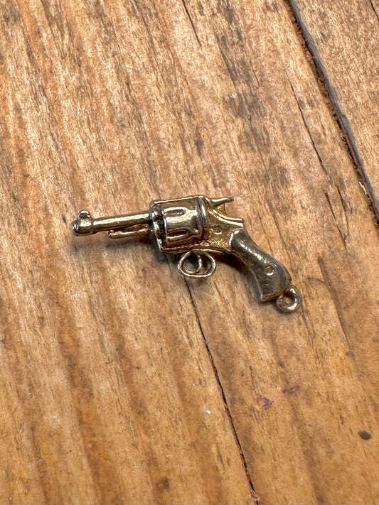 Revolver Gold on Silver Charm Pendant
