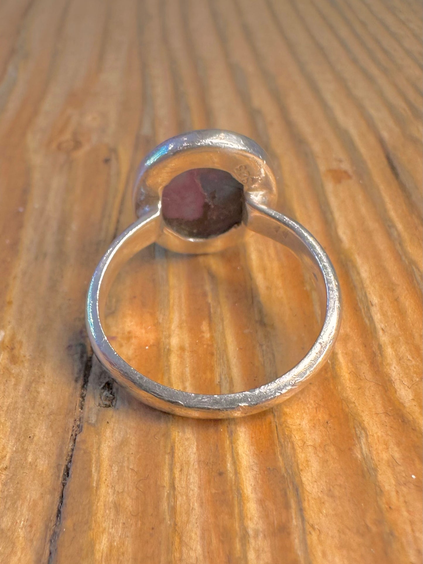 Purple Copper Turquoise Oval 925 Sterling Silver Size N Ring