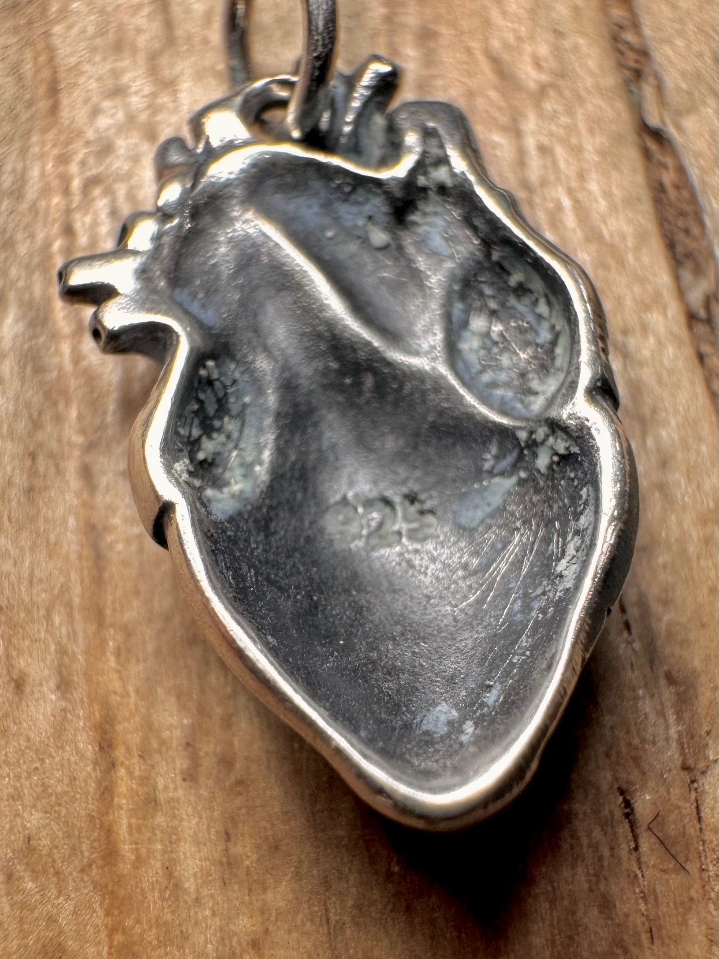 Vintage Anatomical Heart 925 Sterling Silver Pendant
