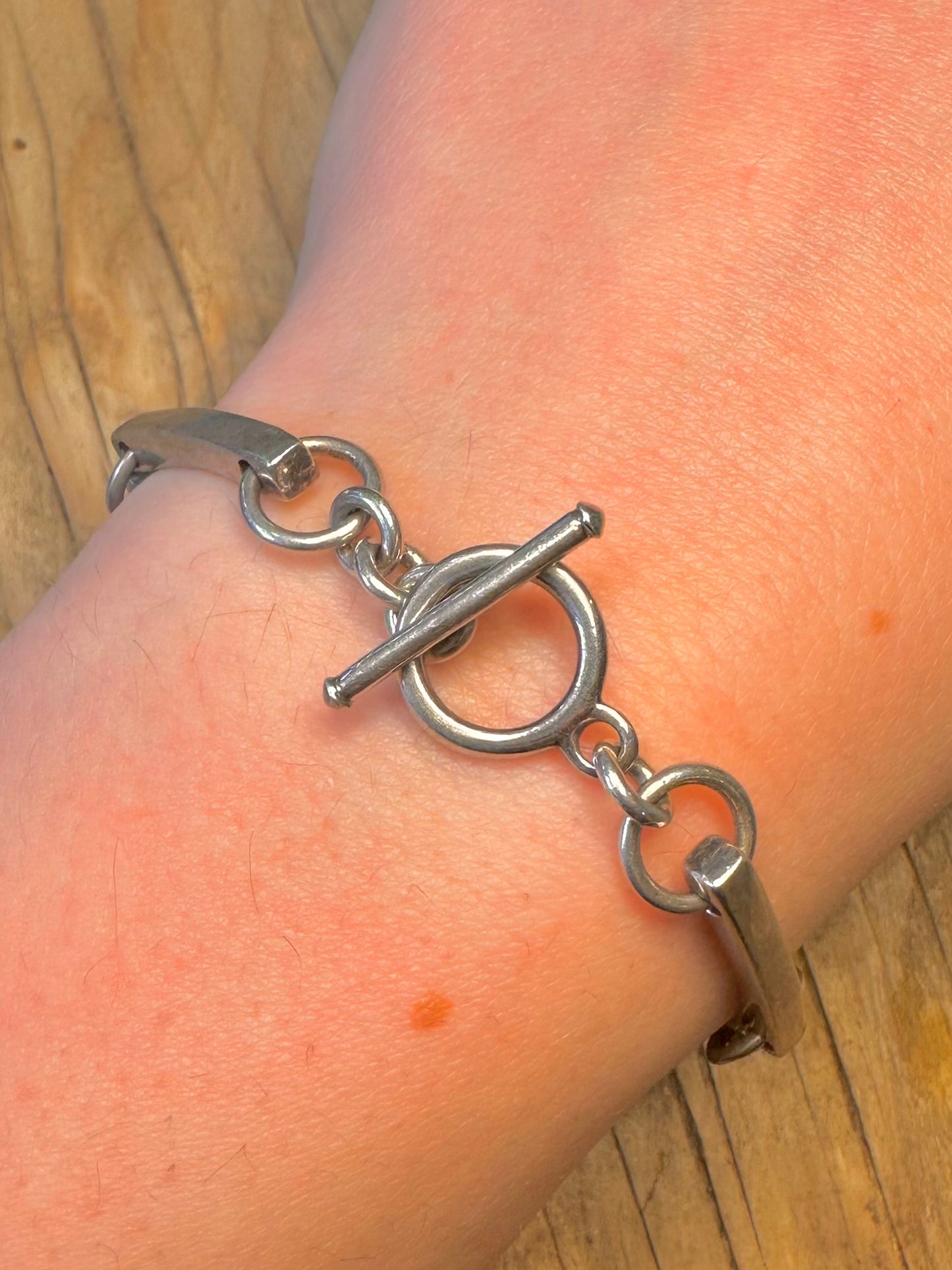 Abstrakter 1976 Querstab T-Steg 925 Sterling Silber 7,4 Zoll Armband