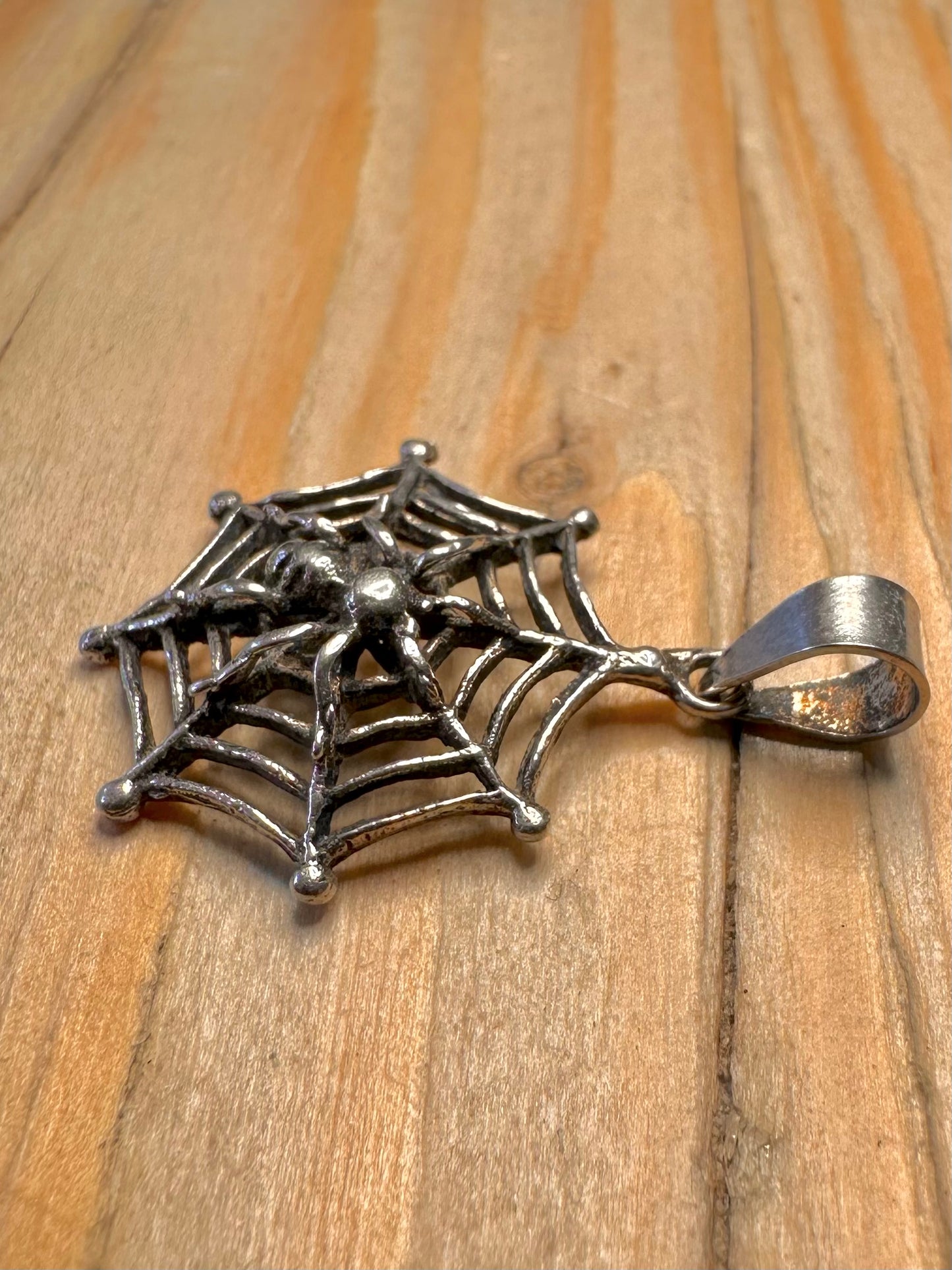 Vintage Spiderweb 925 Silver Pendant